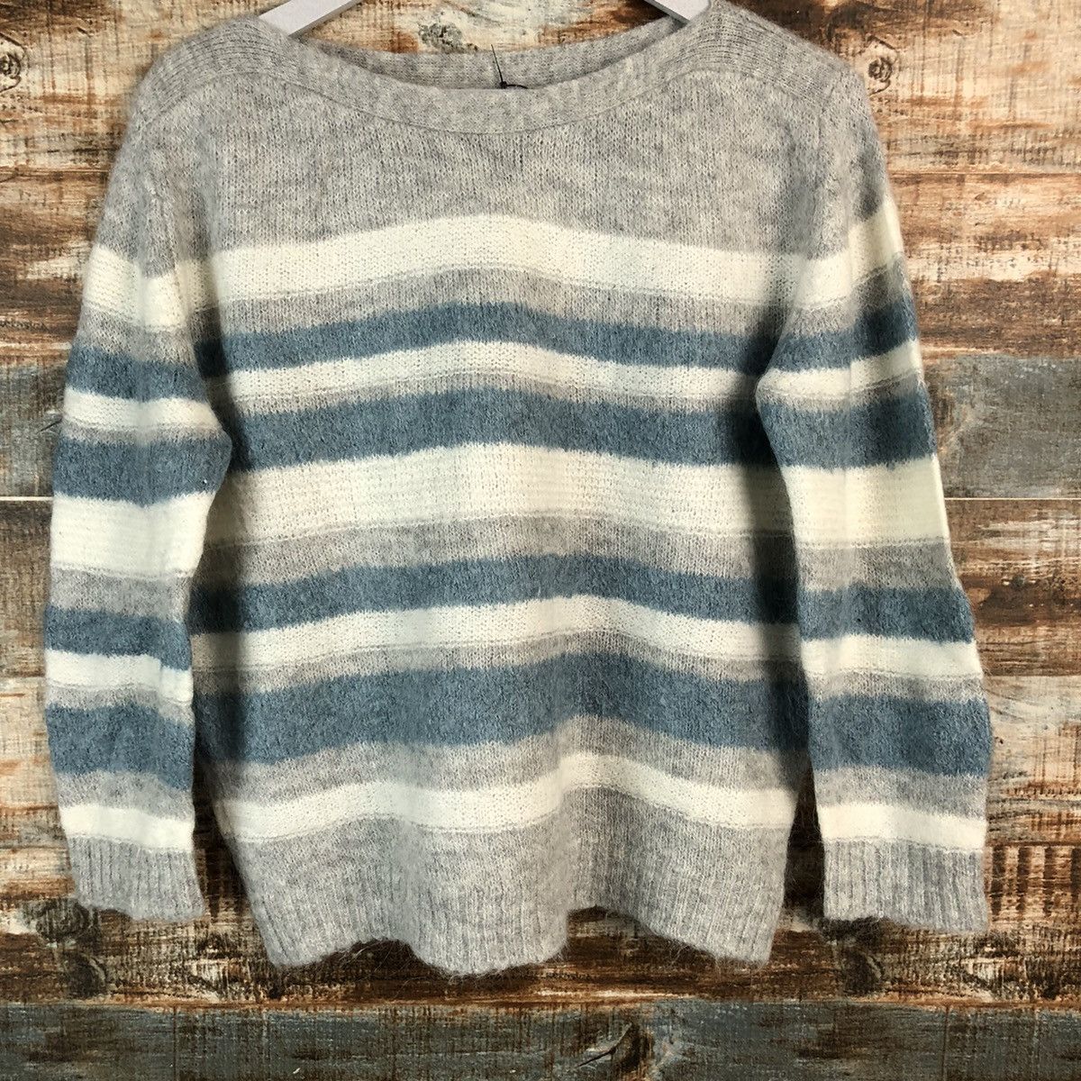 Vintage Closshi Stripe Grey vintage Knitwear #A2187 Size M / US 6-8 / IT 42-44 - 3 Thumbnail