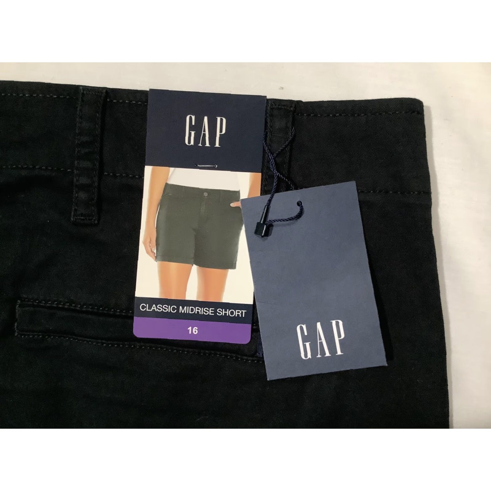 Gap GAP Shorts Womens 16 True Black Classic Midrise Short Stretch Cotton Chino NWT Size 38" / US 16 / IT 52 - 5 Thumbnail
