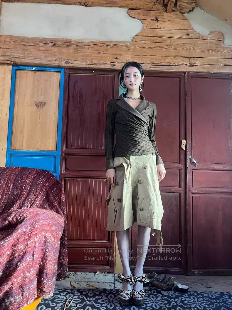 Junya Watanabe JUNYA WATANABE size XS Khaki Deconstructed Hem Skirt Size 23" - 6 Thumbnail