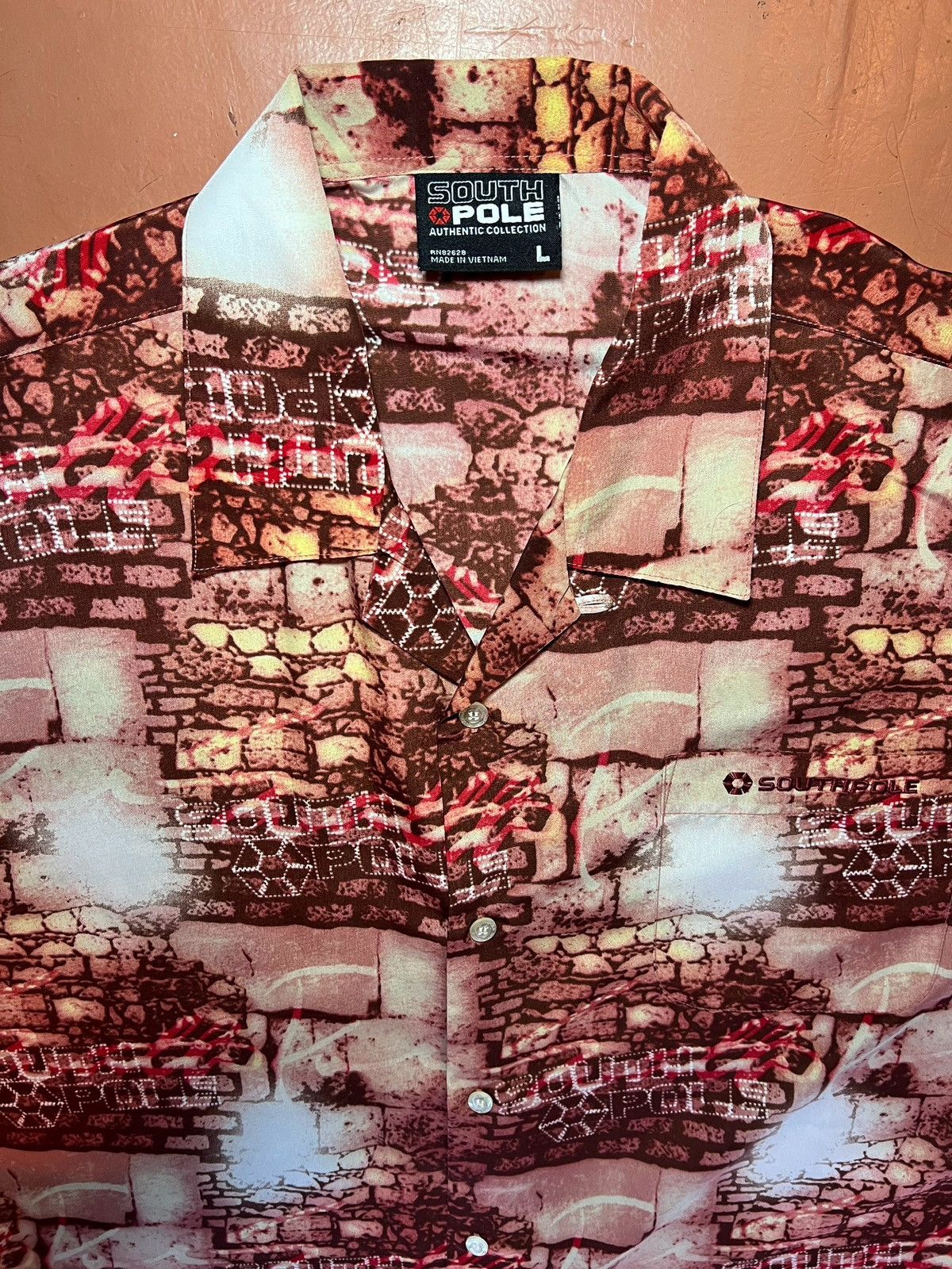 Southpole × Vintage Y2K SouthPole Brick Graffiti Rayon button up shirt Size US L / EU 52-54 / 3 - 3 Thumbnail