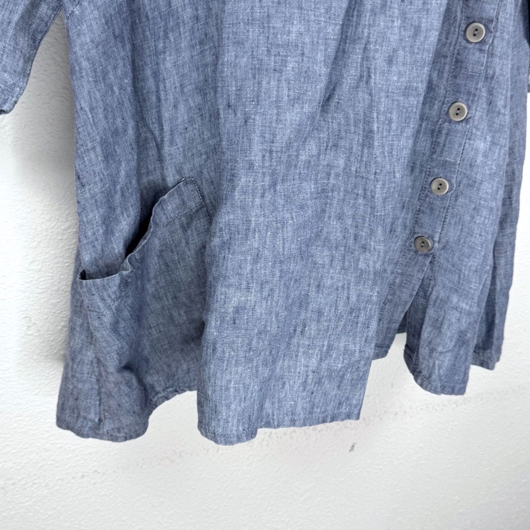 FLAX FLAX Tunic Top Womens Blue 3/4 Sleeve Linen Flax Plus S Tunic Womens Blue 3/4 Sleeve Pullover Size S / US 4 / IT 40 - 2 Thumbnail