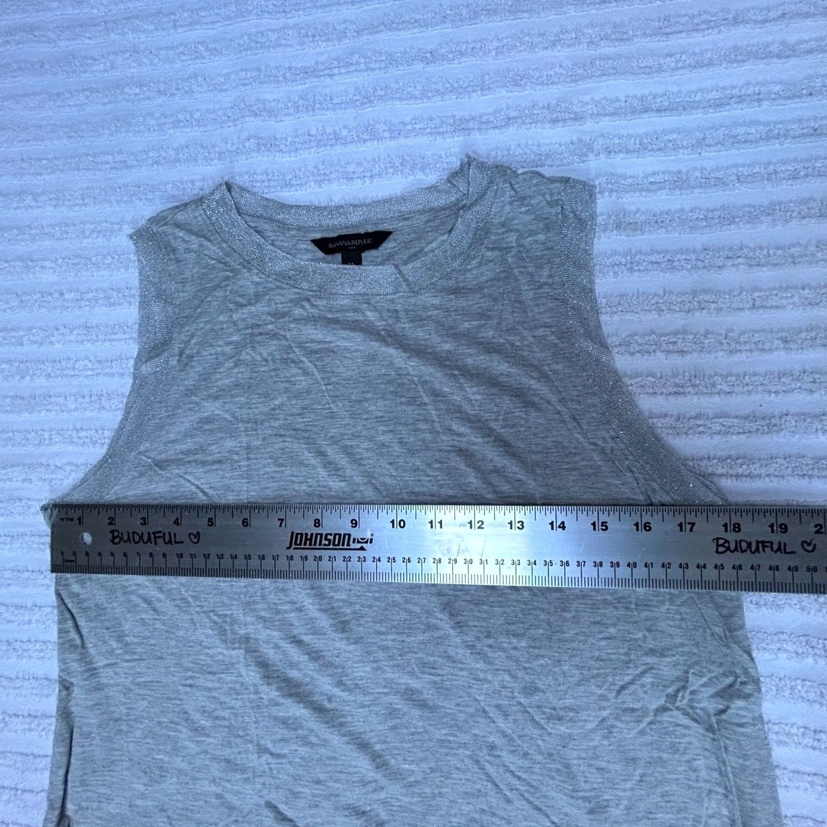 Banana Republic Banana Republic Tank Top Women's Gray Medium Sleeveless Blouse Metallic Trim Round Neck Casual Sleeveless Easy Care All Seasons Size M / US 6-8 / IT 42-44 - 6 Thumbnail