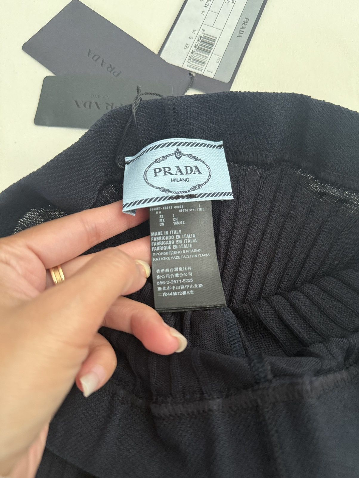 Prada Prada Midnight Navy Ribbed Knitted Pantyhose In size I(S) Size ONE SIZE - 2 Thumbnail