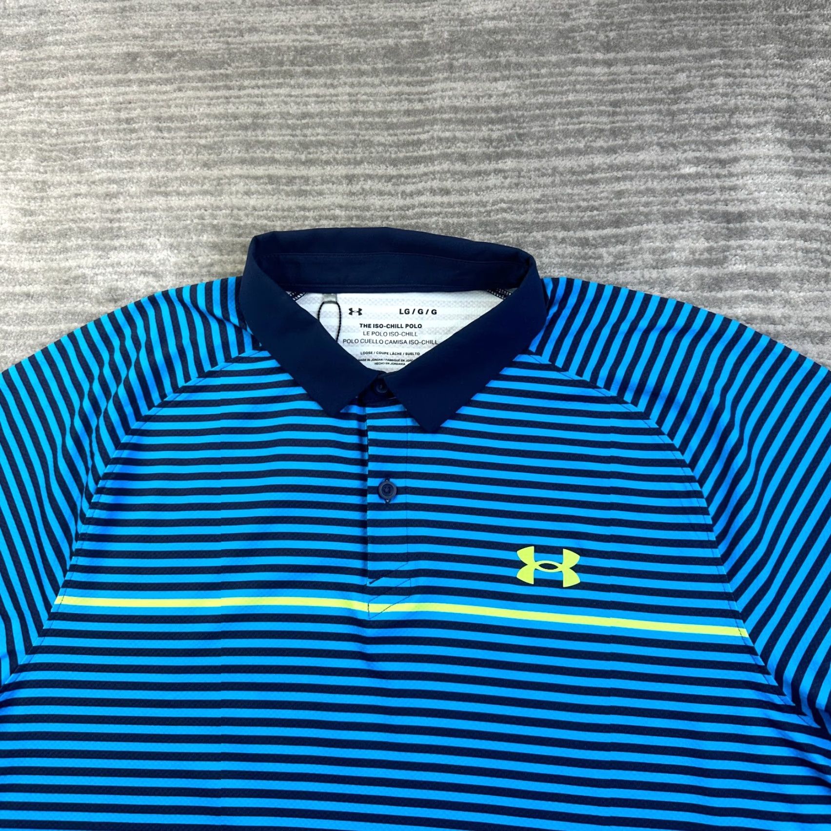 Under Armour NEW Under Armour Polo Shirt Mens Large Blue Striped Golf Iso Chill Performance Size US L / EU 52-54 / 3 - 3 Thumbnail