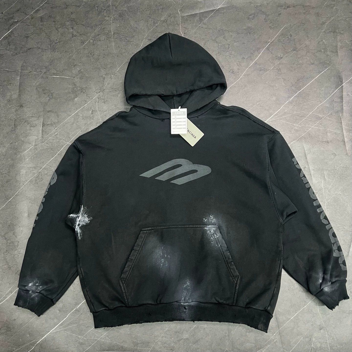 Balenciaga Balenciaga Splatter-Paint Distressed Hooded Sweatshirt Size M / US 6-8 / IT 42-44 - 1 Thumbnail