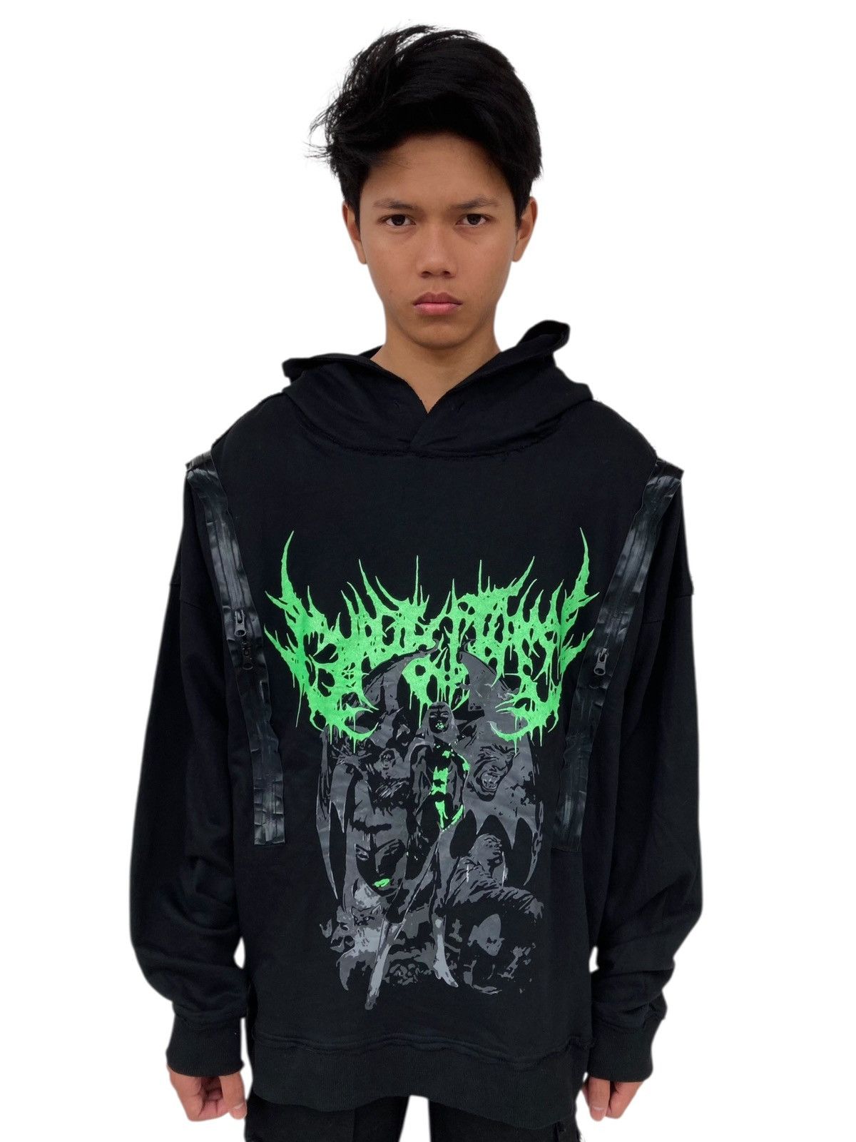 20471120 2000s Yoikadakada - PVC Metal Hoodie Size US M / EU 48-50 / 2 - 1 Thumbnail