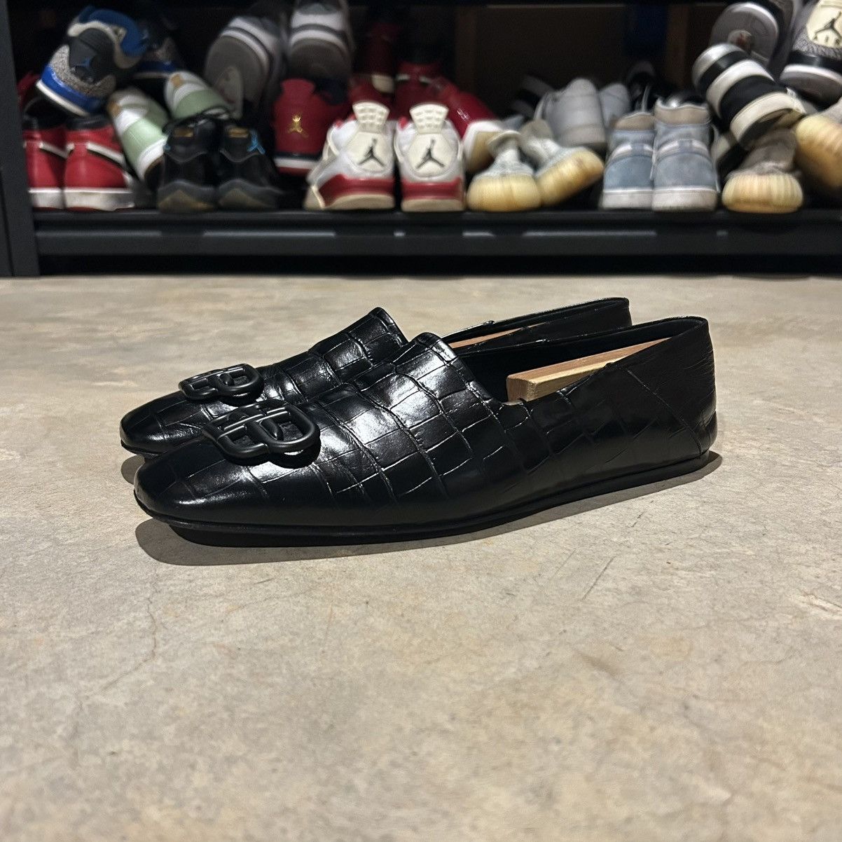 Balenciaga × Designer Balenciaga Cosy Flat Croc Embossed Leather Loafers US 9 Size US 9 / EU 42 - 1 Thumbnail