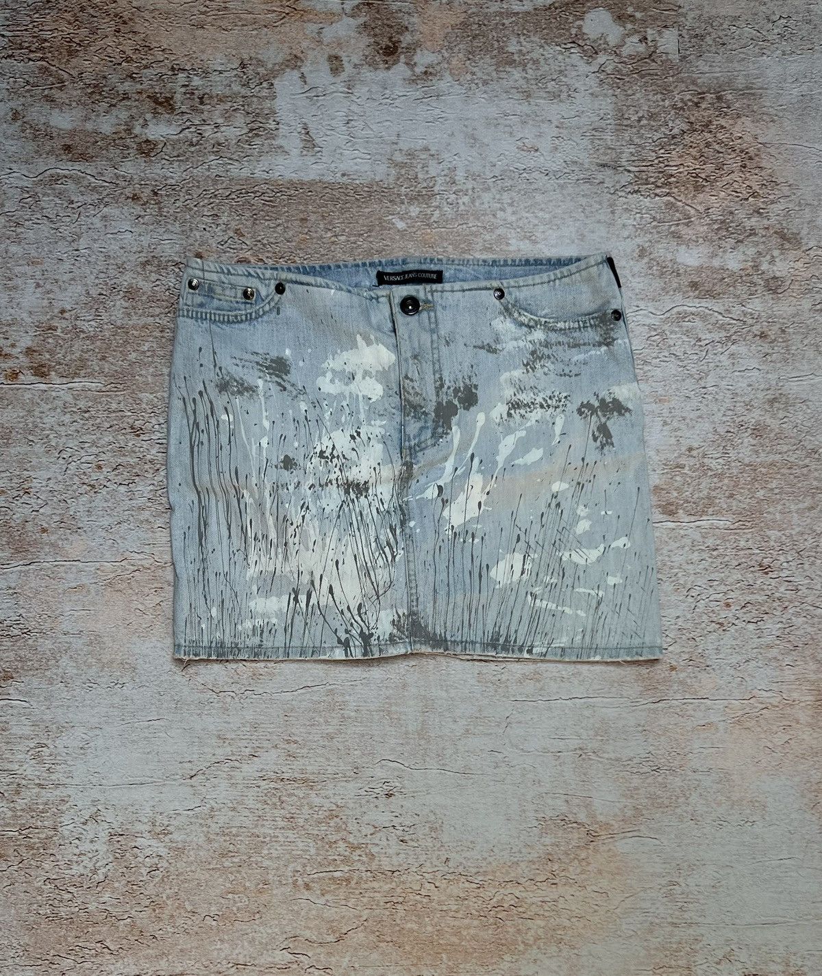 Versace Jeans Couture Versace jeans couture vintage painted denim mini skirt Size 28" / US 6 / IT 42 - 1 Thumbnail