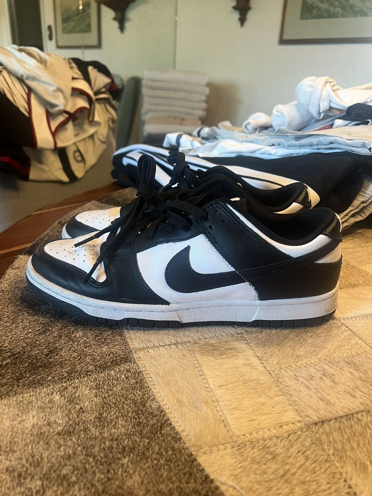 Nike Nike Dunk Low White/White/Black Size US 10 / EU 43 - 1 Thumbnail