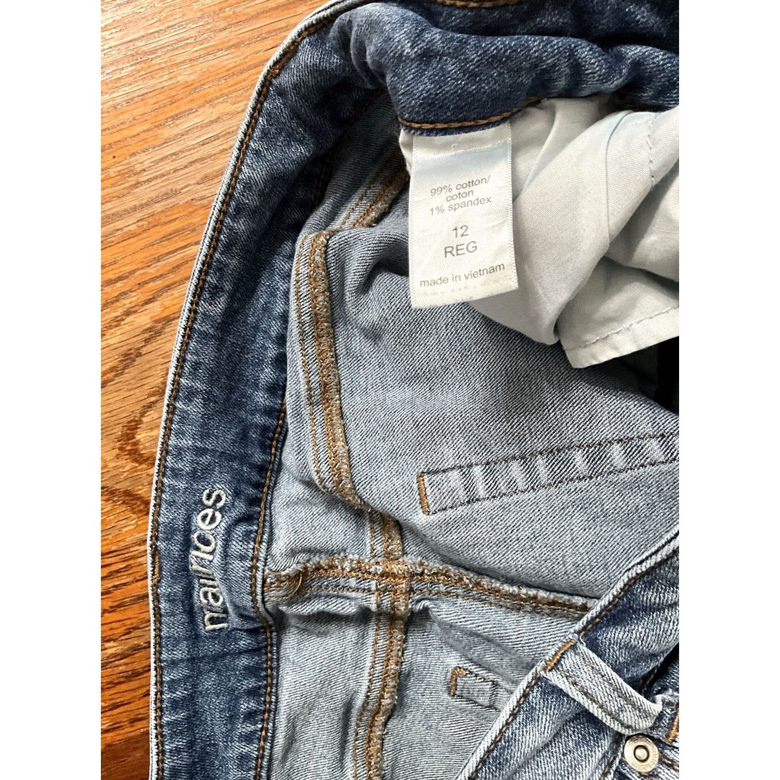 Vintage Maurice's Jeans 12 REG Women's Mid Rise Straight Leg Blue Denim 5-Pocket Zipper Button Cotton Blend Stretch Size 34" / US 12 / IT 48 - 6 Thumbnail