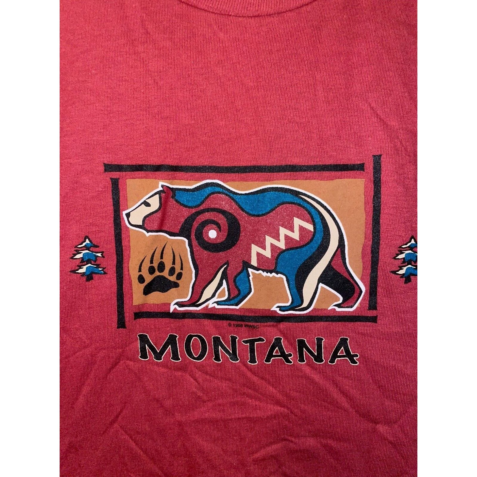 Anvil Vintage Montana Bear Shirt Native American Tee VTG 90s Large Size US L / EU 52-54 / 3 - 6 Thumbnail