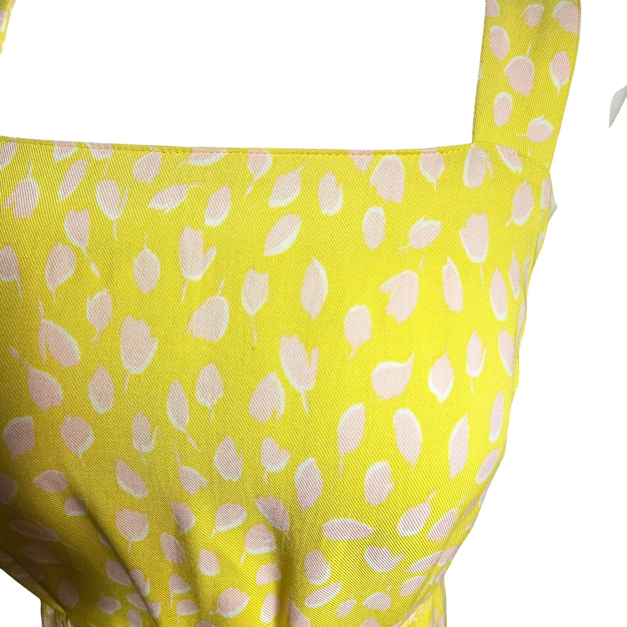Other Yellow Sleeveless Maxi Dress With Pink Leaf Print & Elastic Size M / US 6-8 / IT 42-44 - 10 Thumbnail