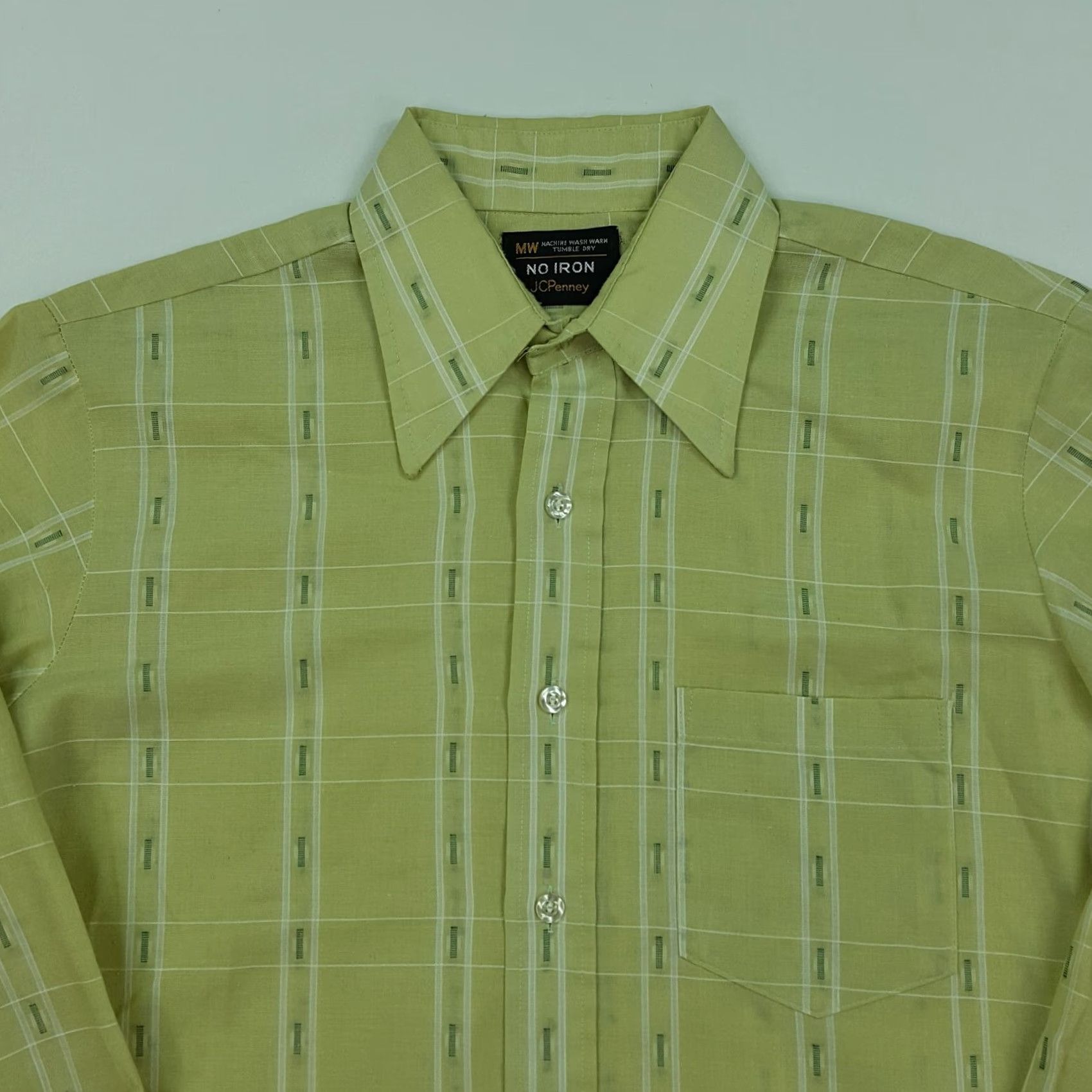 JCPenney VINTAGE JCPenney Green Plaid Check Men's Large Button-Up Shirt Size US L / EU 52-54 / 3 - 2 Thumbnail