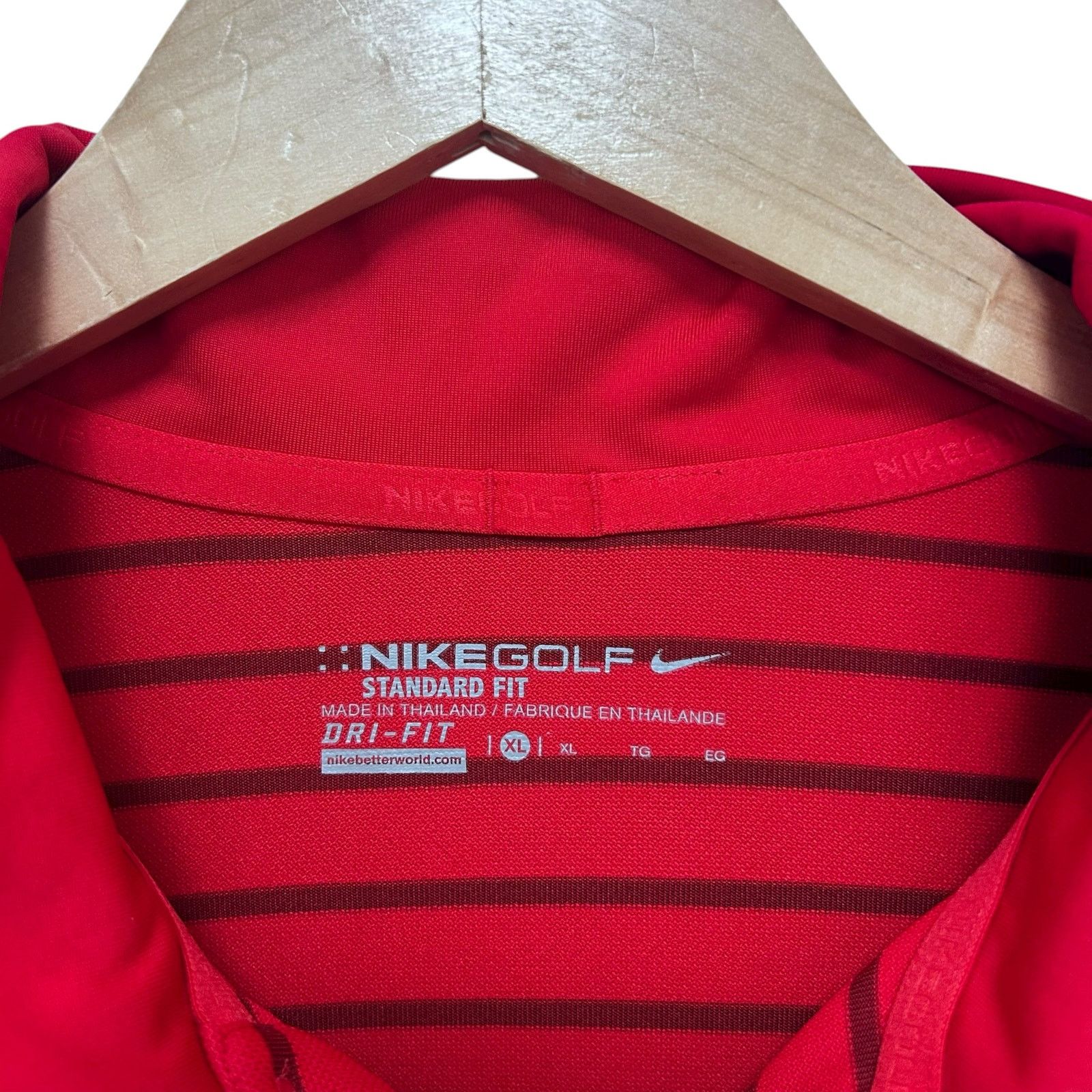 Nike Nike Golf Dri Fit Red Striped Short Sleeve Polo Sz XL Size US XL / EU 56 / 4 - 3 Thumbnail