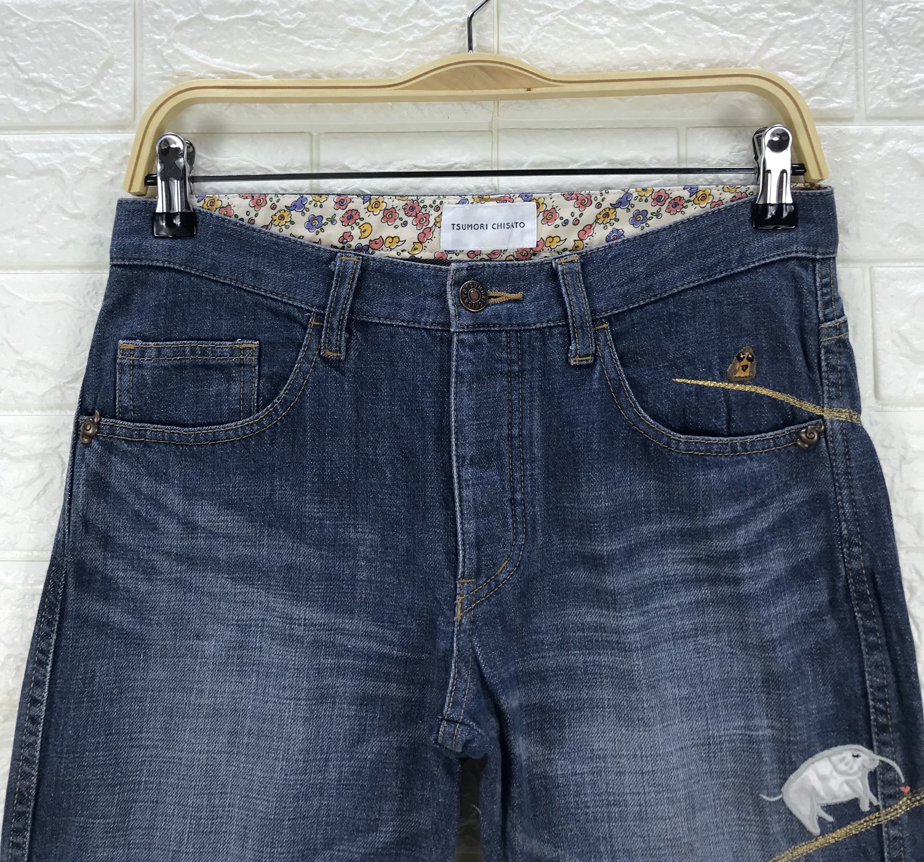 Tsumori Chisato Vintage Tsumori Chisato x Issey Miyake Embroidered Jeans Size 29" - 2 Thumbnail