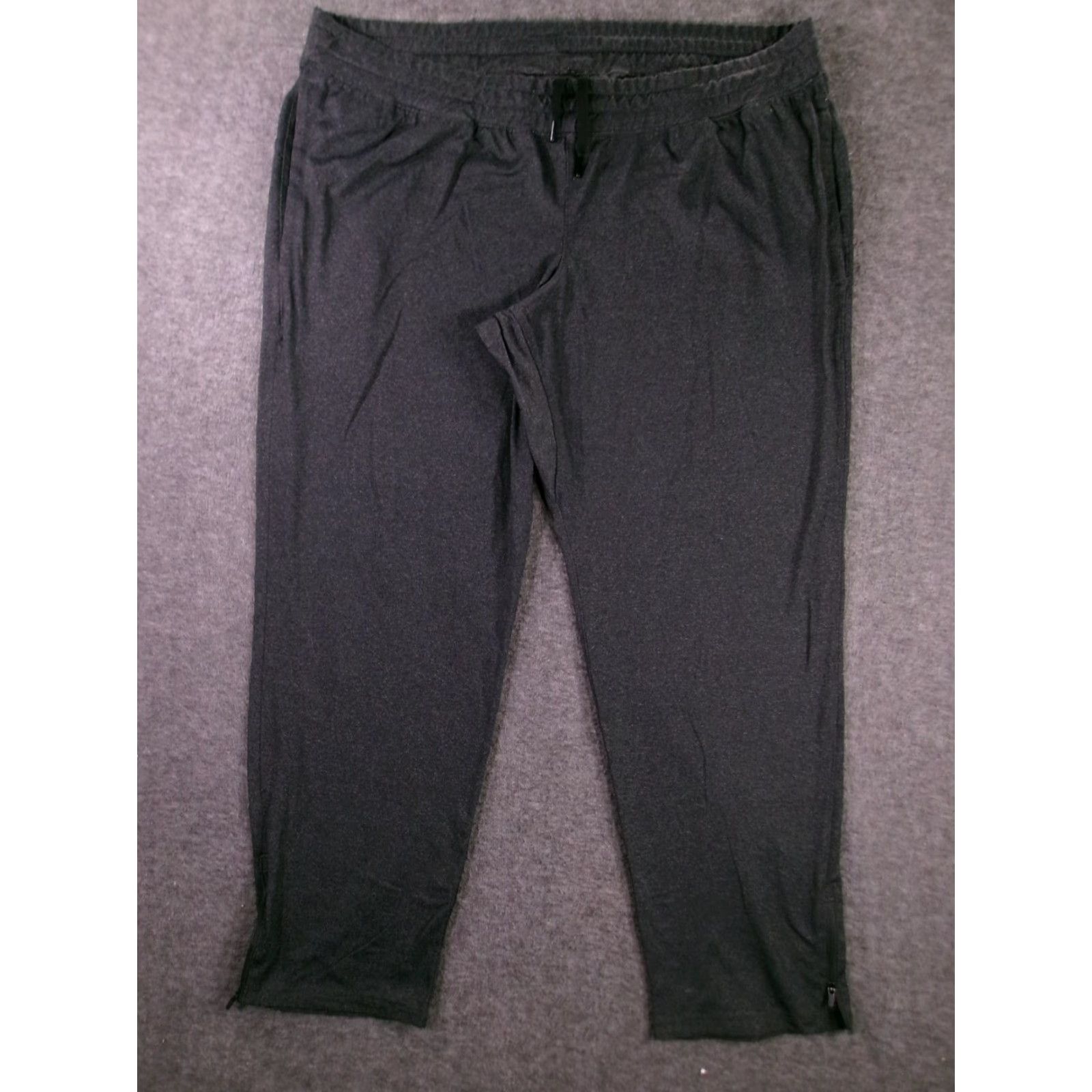 Vintage All In Motion Joggers Men 2XL Black Athletic Nylon Polyester Spandex Drawstring Ankle Zipper Pockets Activewear Lounge Size US 39 - 2 Thumbnail