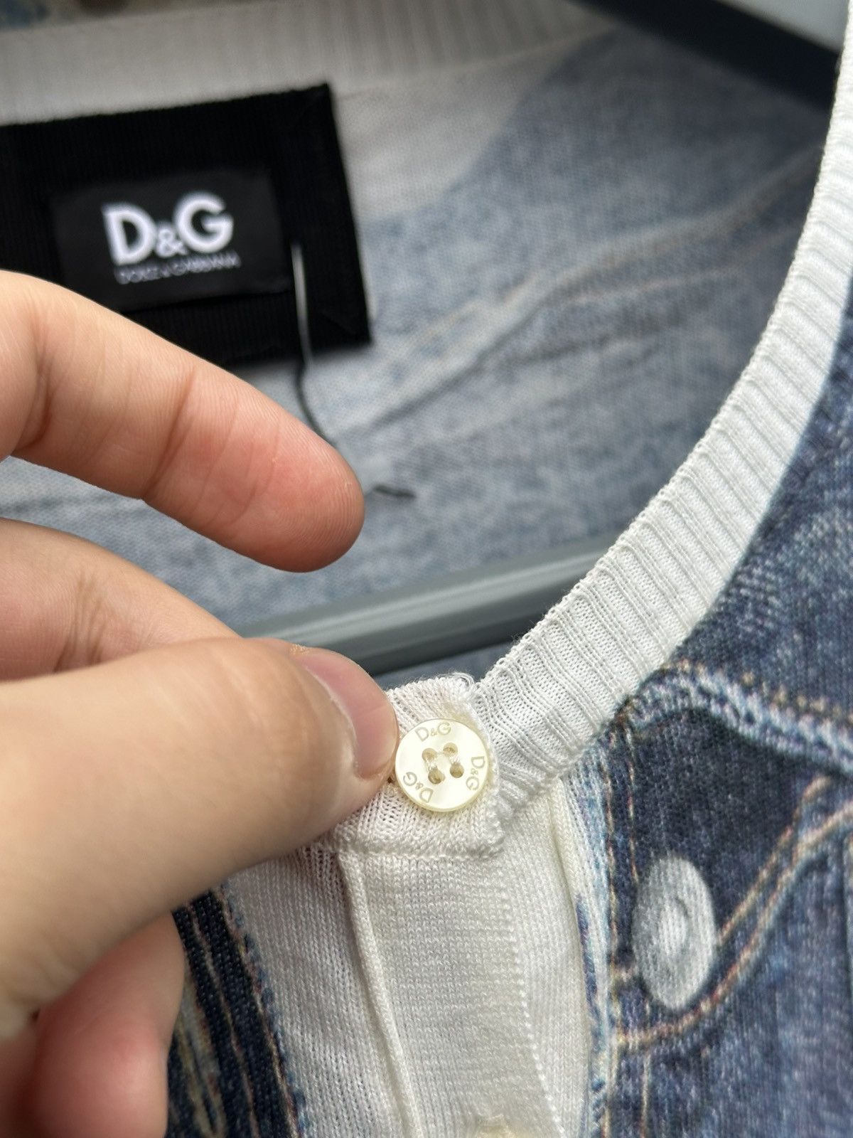 Dolce & Gabbana 1990s Y2K Dolce & Gabbana Trompe L’oeil Denim Cardigan Size M / US 6-8 / IT 42-44 - 7 Thumbnail