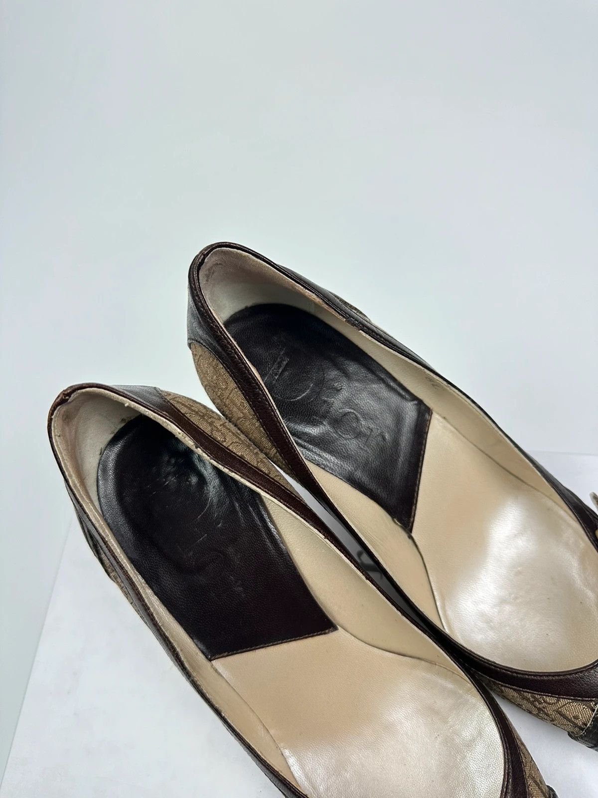 Dior Vintage Dior Monogram Heels Brown Leather with Gold Buckle Size US 7 / IT 37 - 7 Thumbnail