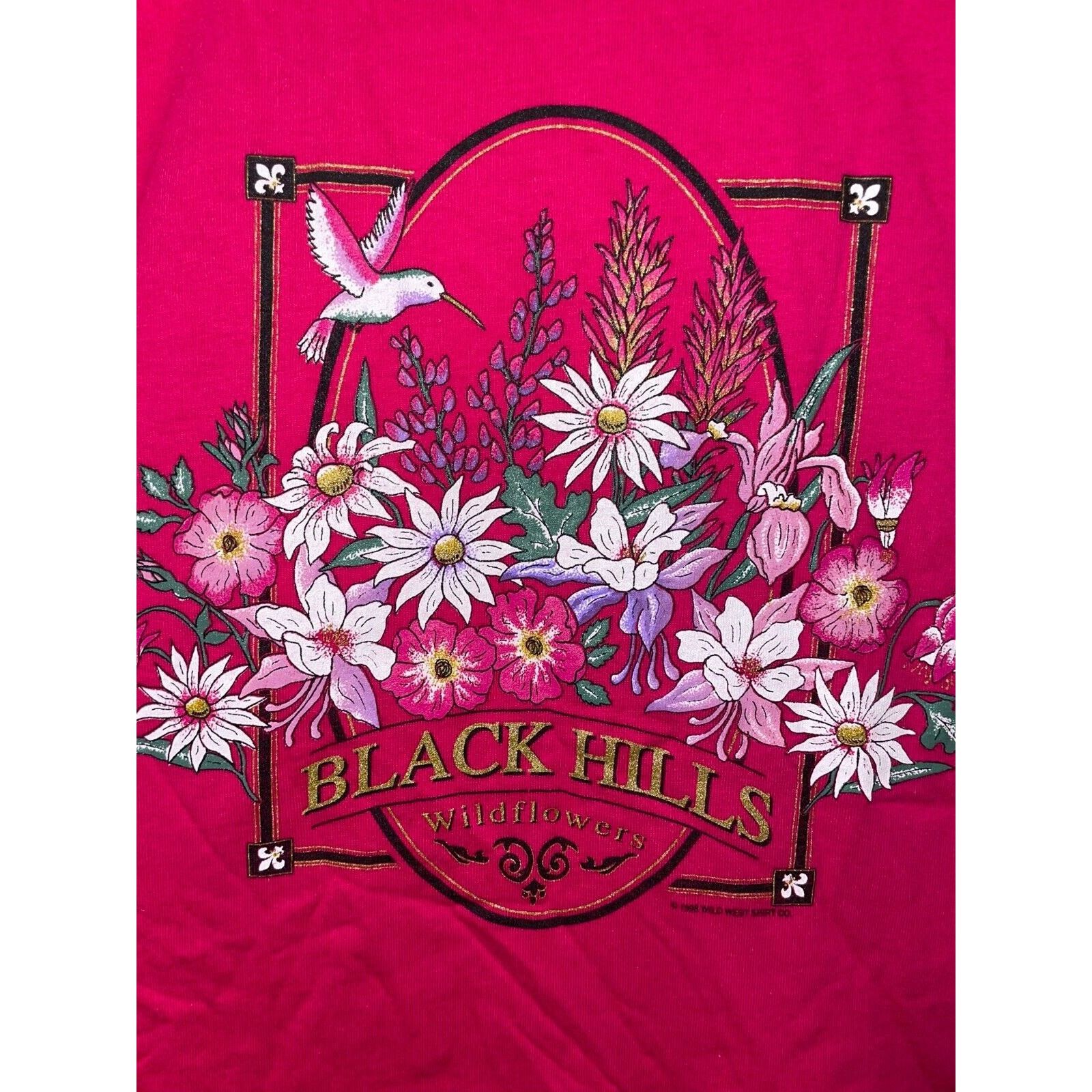 Jerzees Vintage Black Hills Shirt Wildflowers Pink Tee VTG 90s Large Size US L / EU 52-54 / 3 - 2 Thumbnail