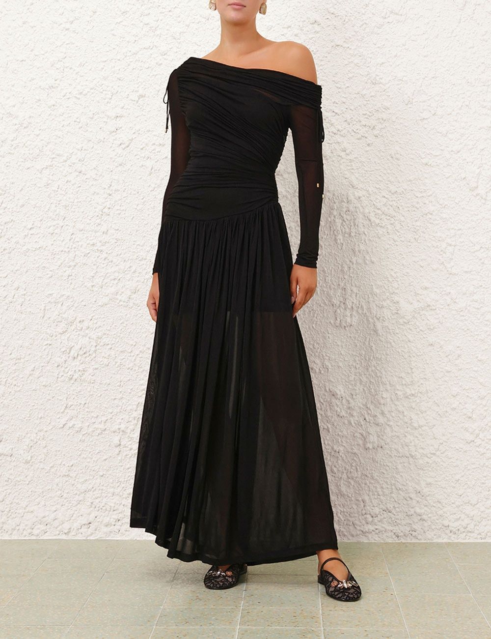Zimmermann oc11z1025 Crush Asymmetrical Midi Dress in Black Size M / US 6-8 / IT 42-44 - 2 Thumbnail