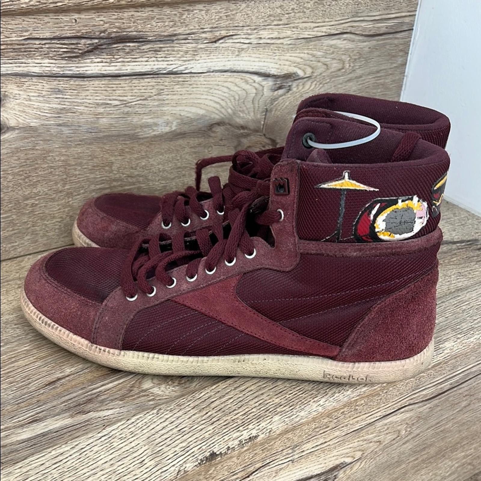 Reebok Basquiat Berlin Affiliart Maroon Hi Top Sneakers