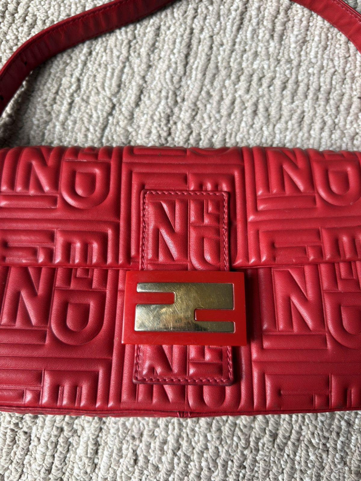 Fendi Fendi Baguette - 1997 Re-edition - Red Nappa Leather - Gold Size ONE SIZE - 4 Thumbnail