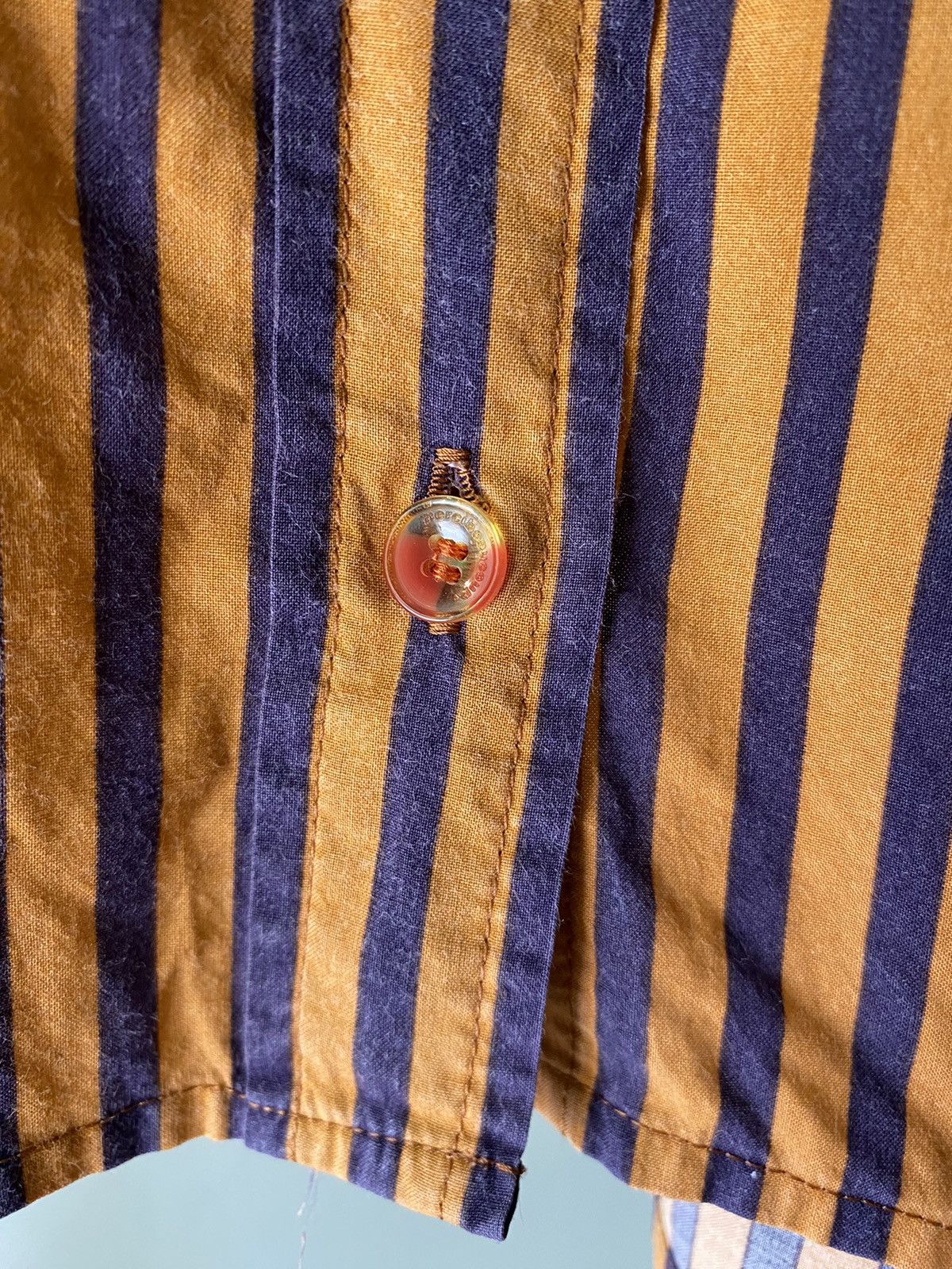 mercibeaucoup mercibeaucoup Orange & Navy Striped Mandarin Collar Shirt Size M / US 6-8 / IT 42-44 - 14 Thumbnail
