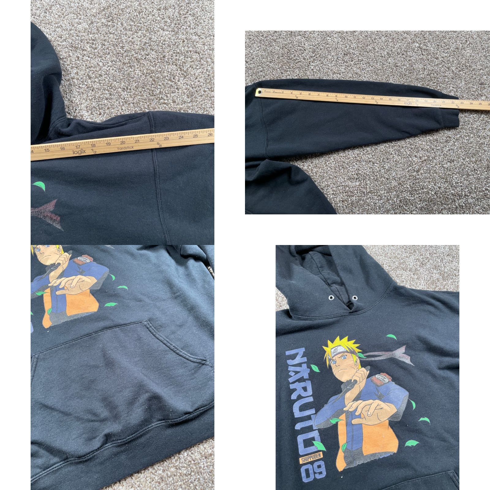 Doublet Naruto Shippuden Hoodie Adult Large Black Graphic Print Sweatshirt Anime Crew Neck Pullover Cotton Blend Men’s 90s Retro Graphic Size US L / EU 52-54 / 3 - 8 Thumbnail