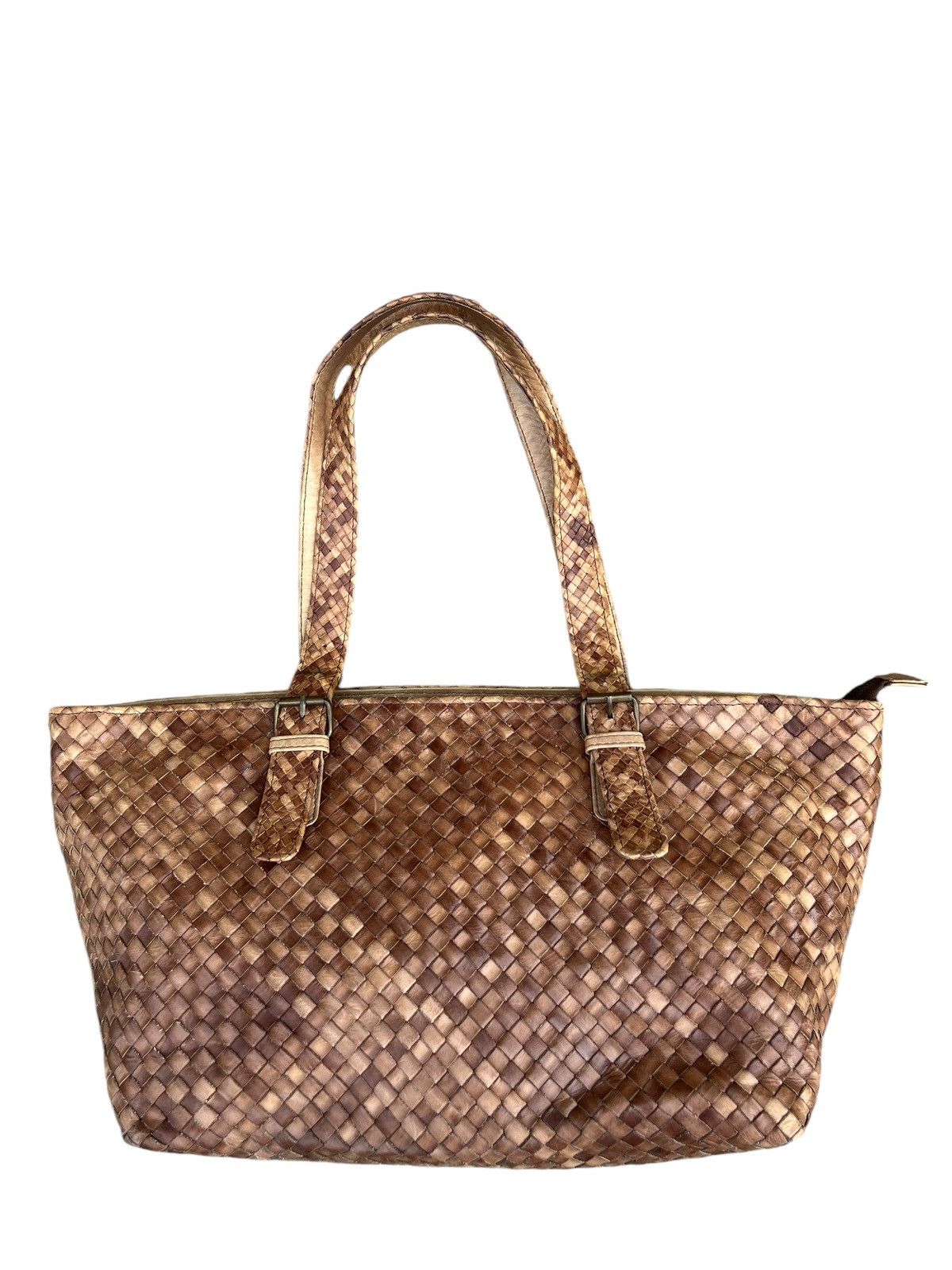Leather × Vintage Vintage Paolo Masi Fade Patina Leather Intrecciato Tote Bag Size ONE SIZE - 5 Thumbnail