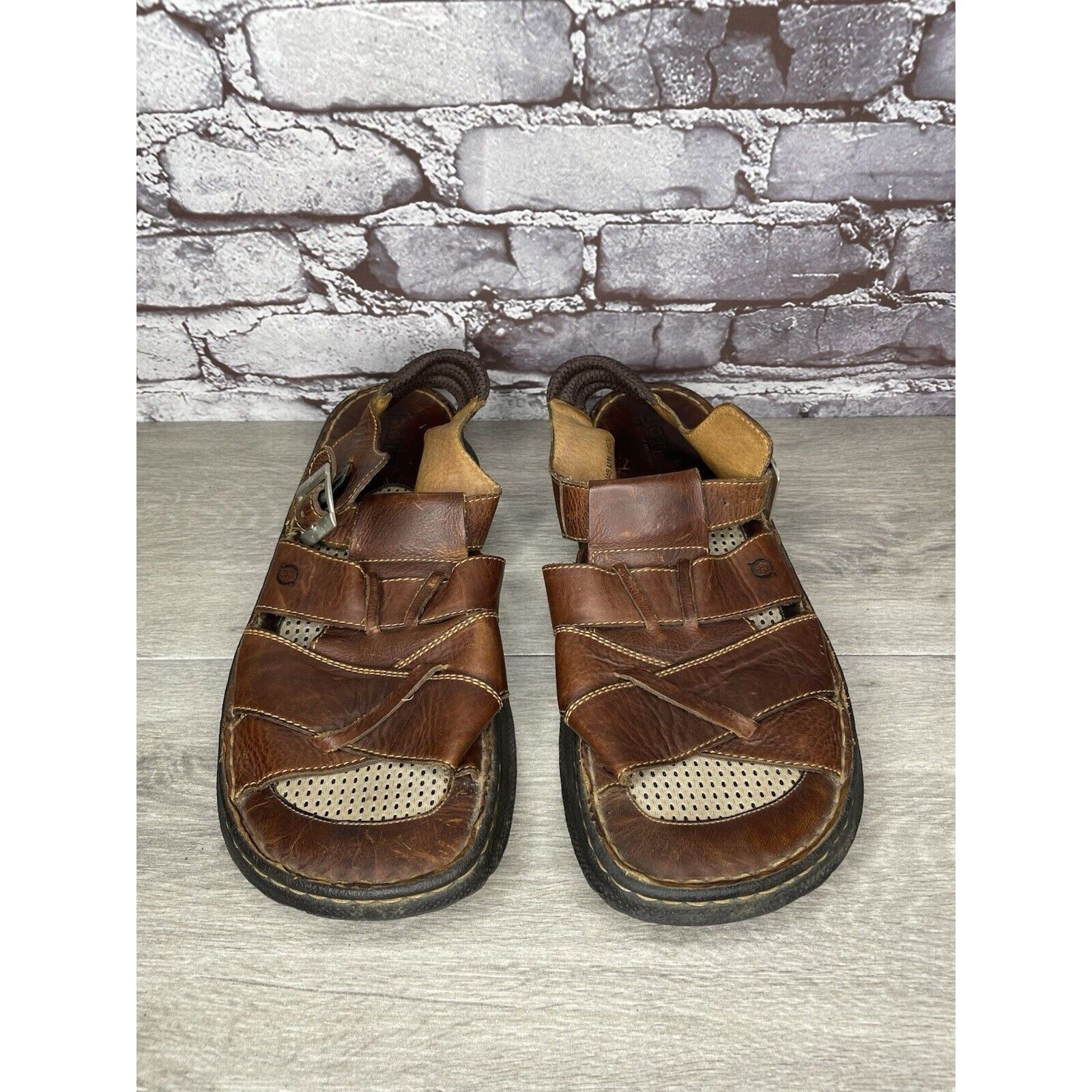Born Born Brown Leather Fisherman Comfort Strap Casual Sandals Me Size US 12 / EU 45 - 8 Thumbnail