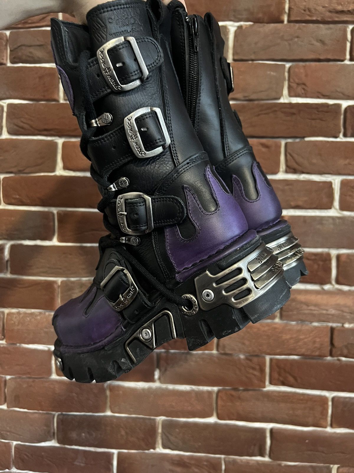 Vintage New Rock Flames 00s Boots Avant Garde Platfrom Vintage Size US 7 / IT 37 - 6 Thumbnail
