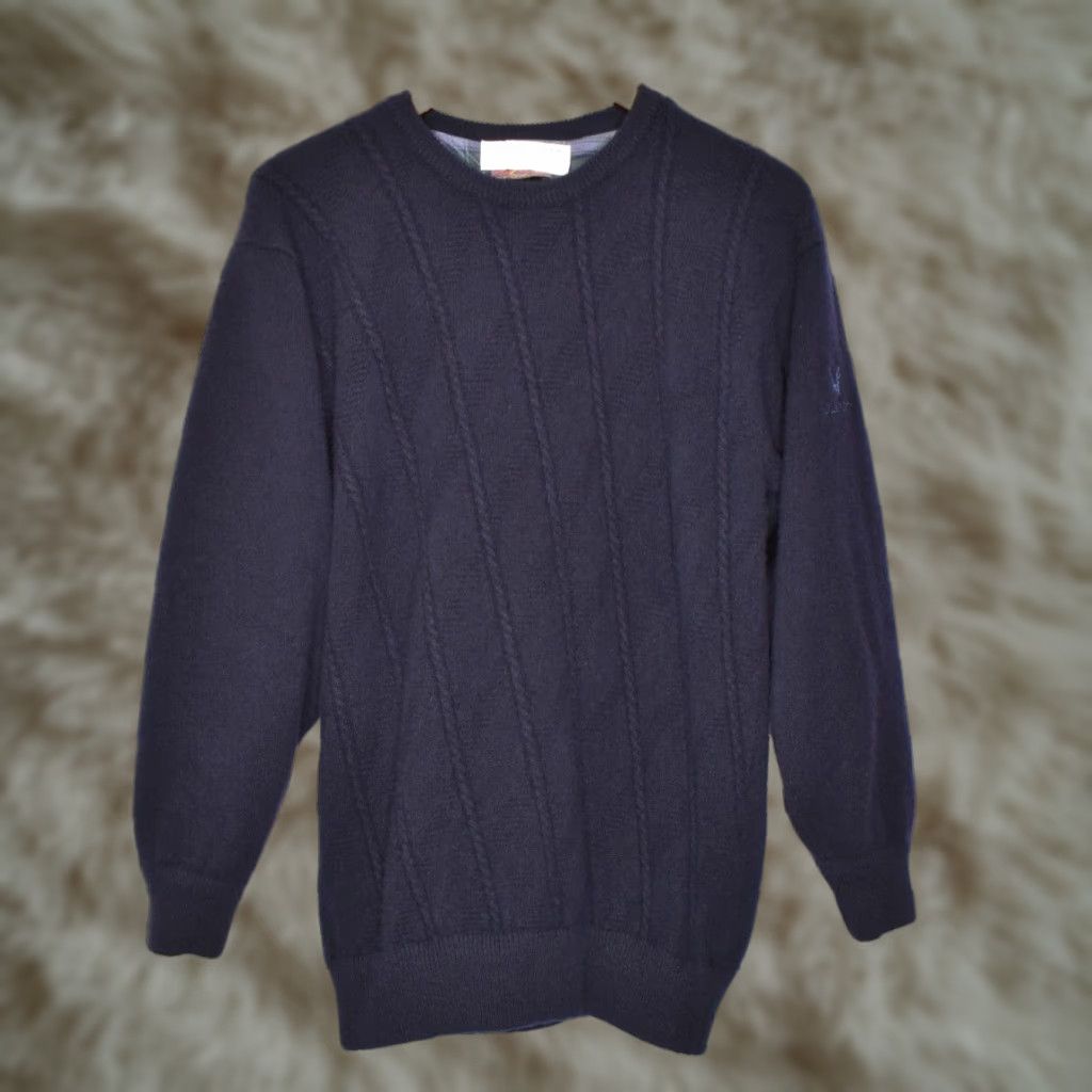 Lyle & Scott Lyle & Scott Long Sleeve Wool Sweater Lined Mens Medium Blue Size US M / EU 48-50 / 2 - 1 Thumbnail