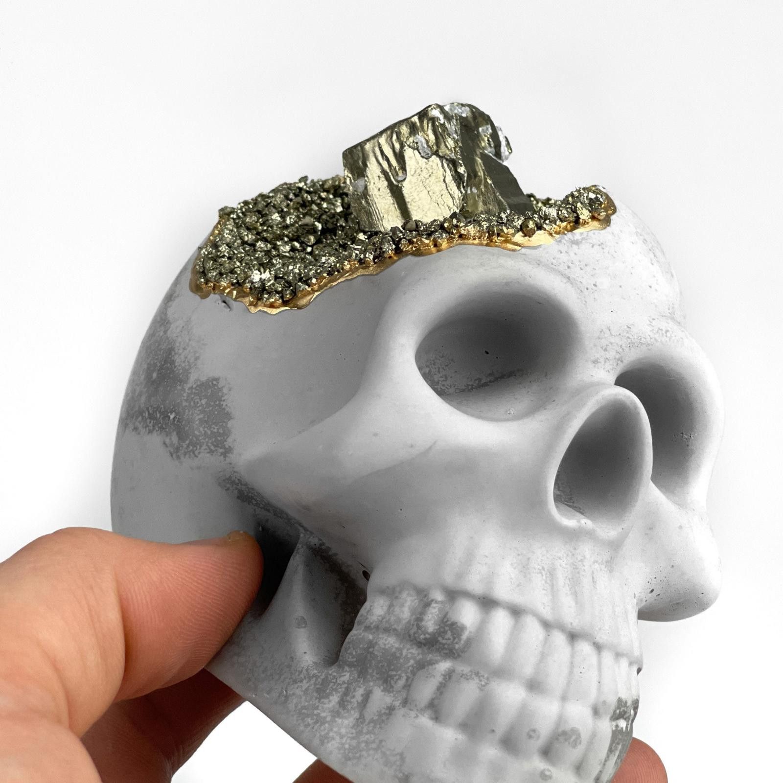 Other Pyrite Crystal Skull | Handmade Concrete Geode Decor Size ONE SIZE - 7 Thumbnail