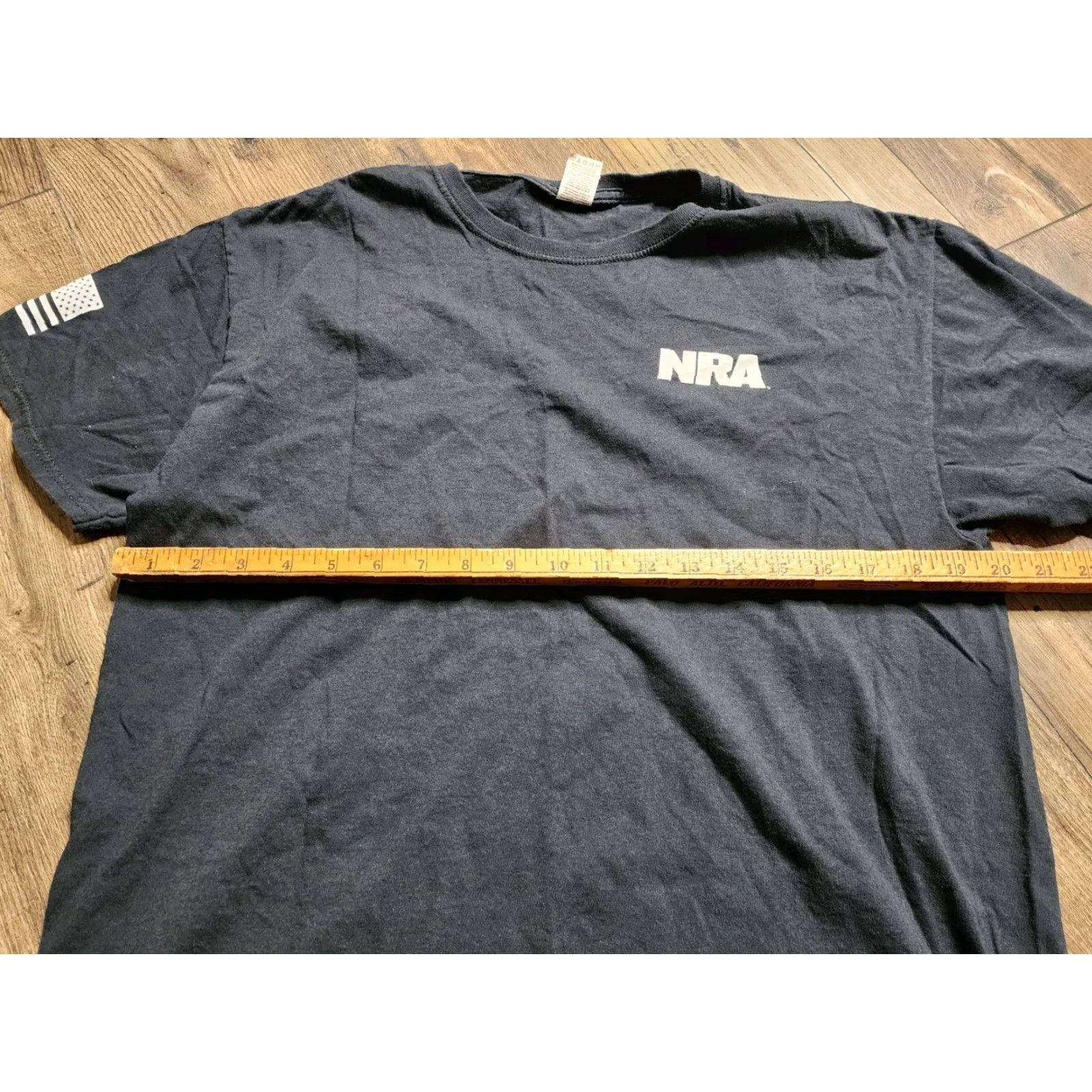 Doublet Mens NRA T-Shirt 2nd Amendment Flag Short Sleeve Crew Neck Black Cotton Double Side Distressed L Adults Mens Size US L / EU 52-54 / 3 - 2 Thumbnail