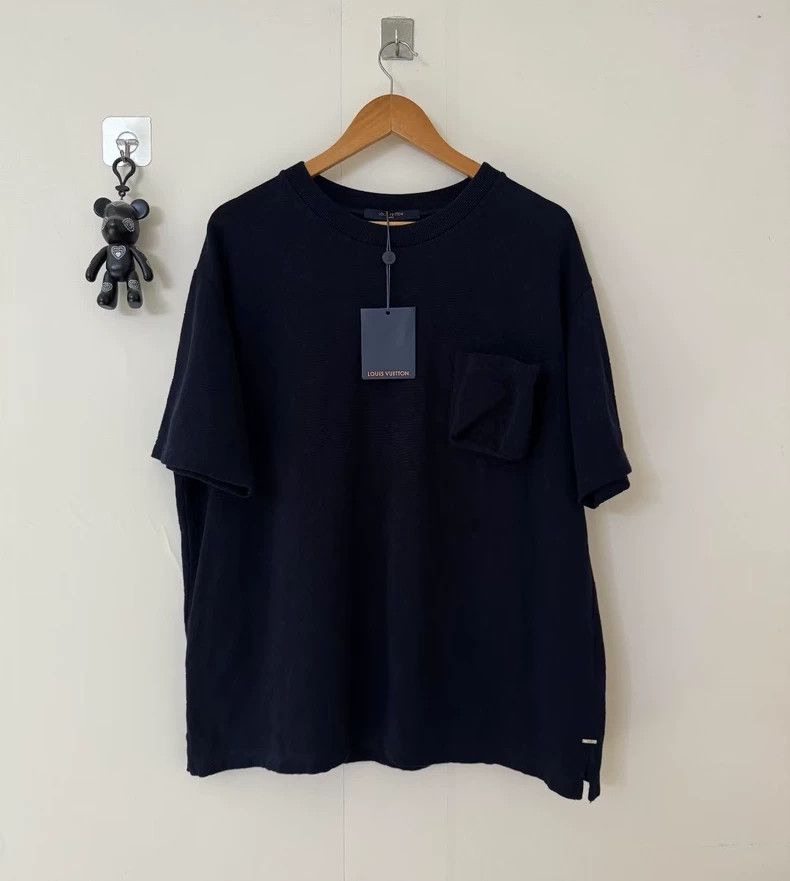 Louis Vuitton Dark Blue Dark Print Full Pocket Short Sleev