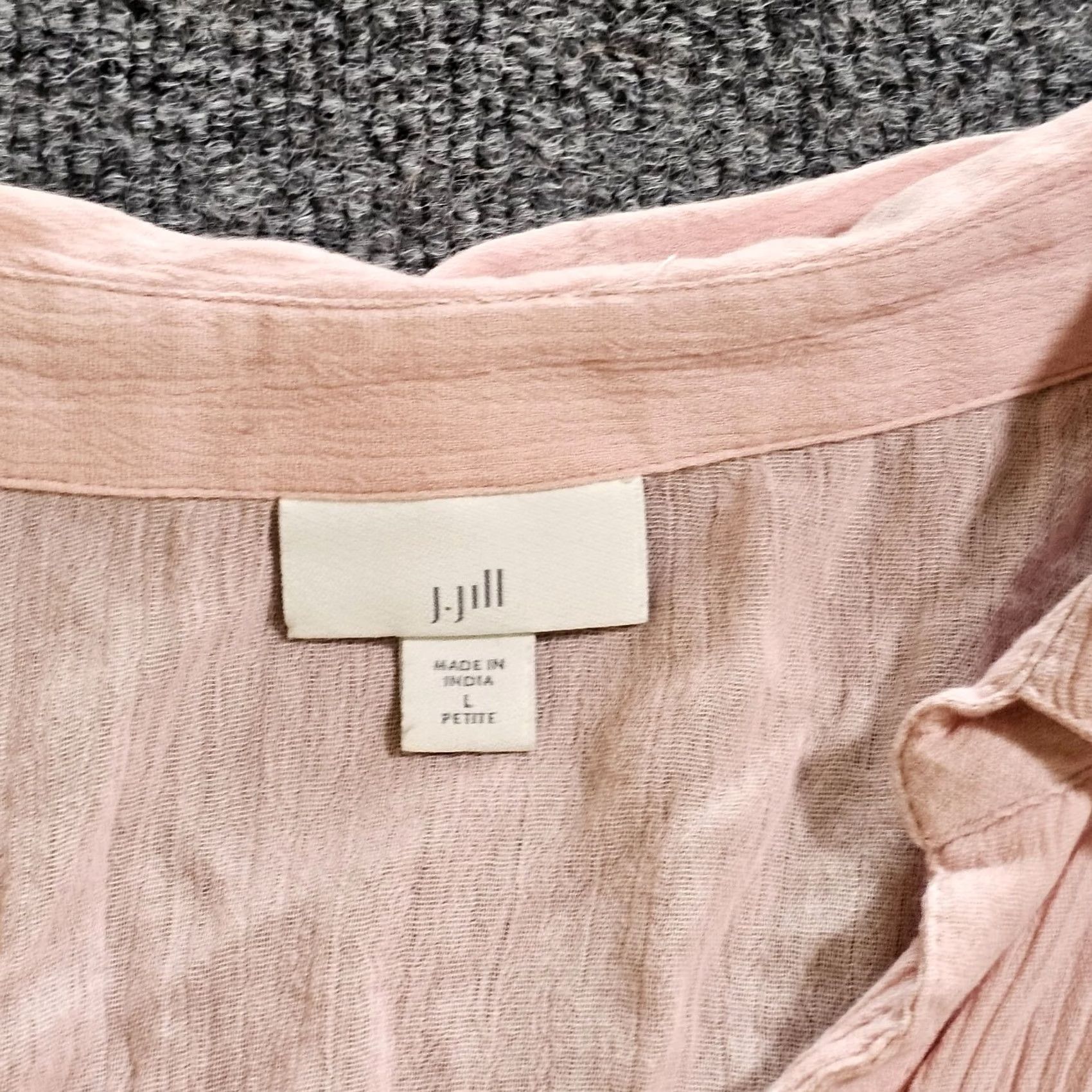 J. Jill J Jill Top Blouse Womens Petites Large Pink Ombre Button Tie Waist Long Sleeve Casual Shirt Size L / US 10 / IT 46 - 3 Thumbnail