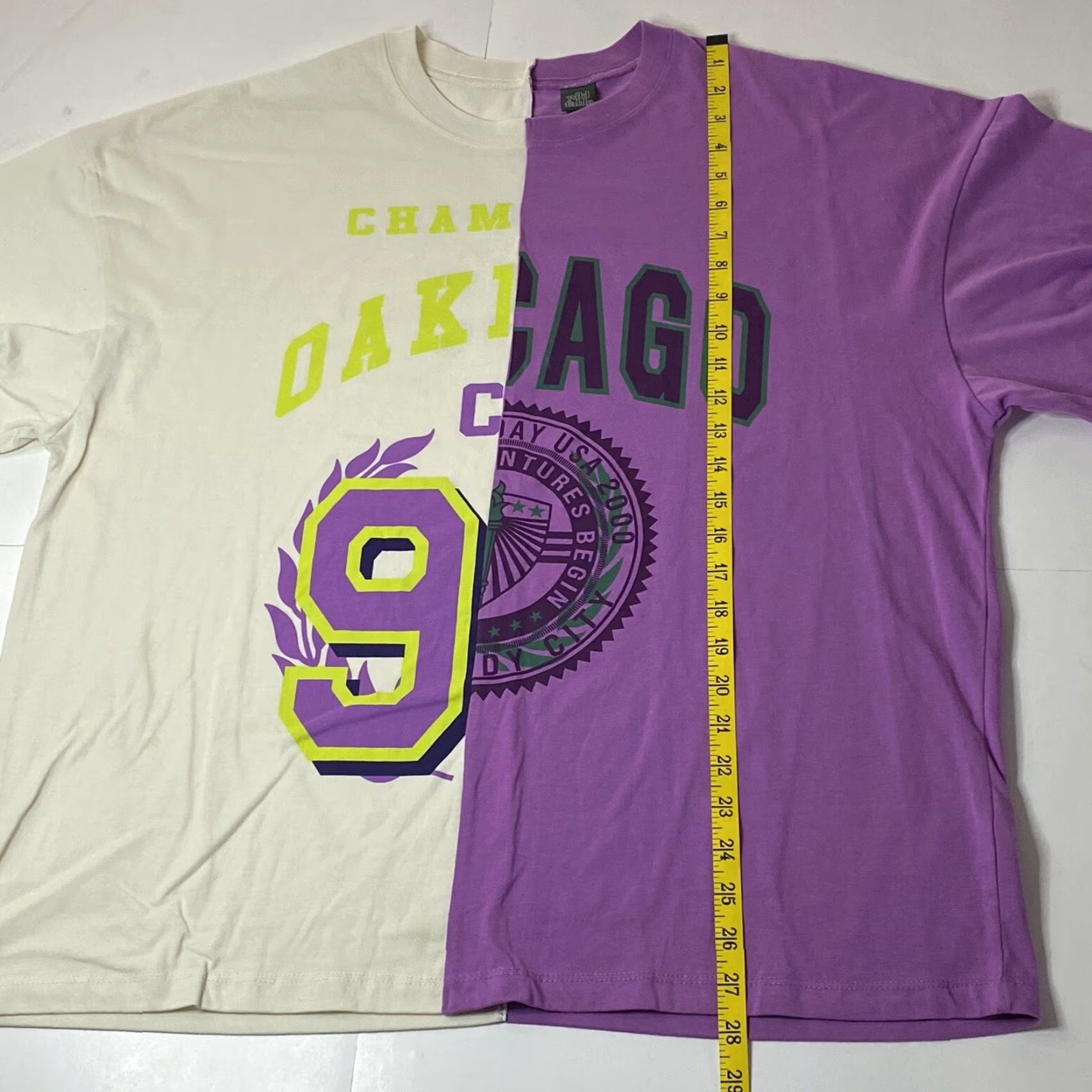 Vintage VINTAGE NBA T Shirt LA Lakers / Chicago Bulls Mixed Split Tee RARE Size XS / US 0-2 / IT 36-38 - 6 Thumbnail