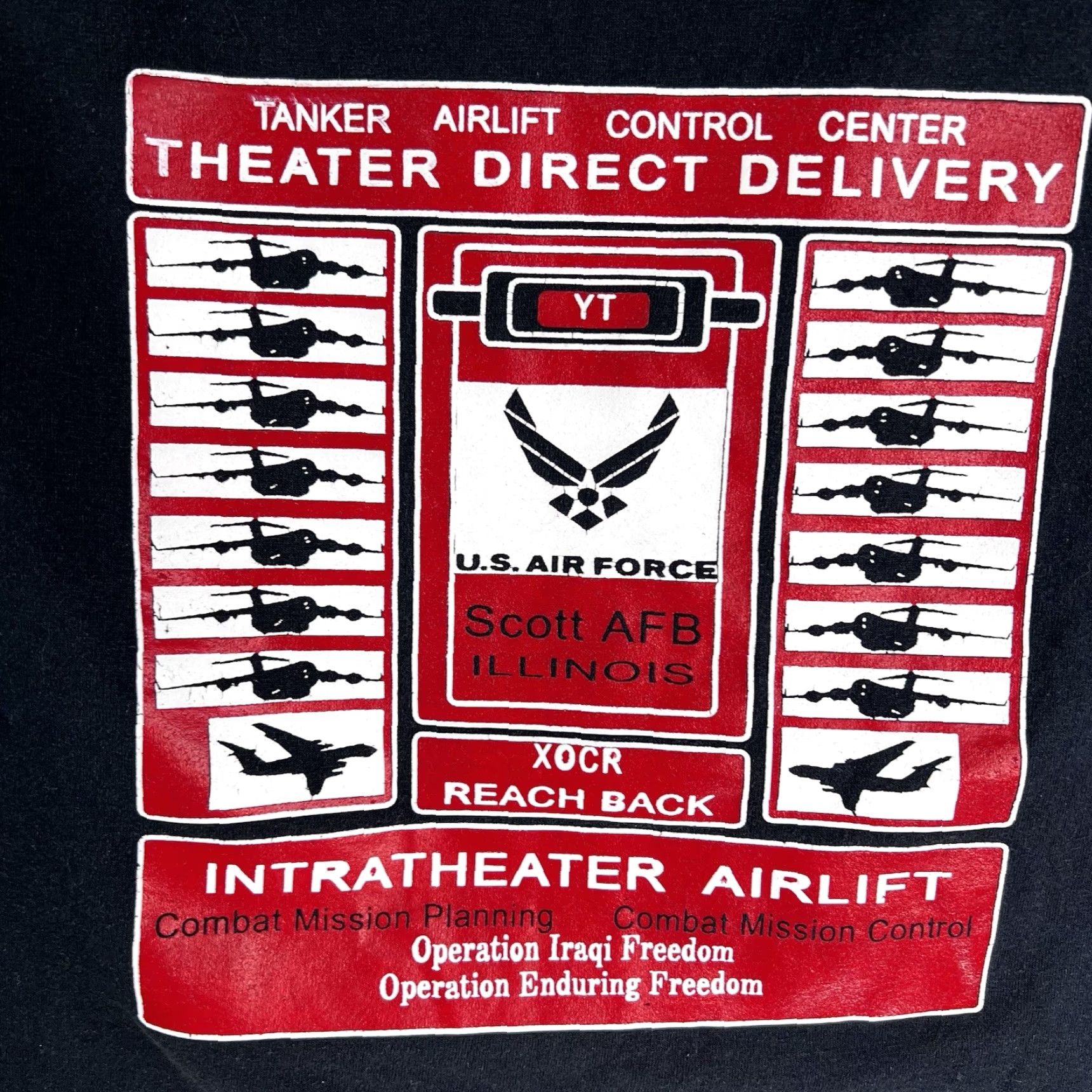 Fruit Of The Loom VINTAGE Fruit of the Loom T-Shirt Tanker Airlift Control Scott AFB IL Black Adult L Military 90s T-Shirt Mens Size US L / EU 52-54 / 3 - 2 Thumbnail