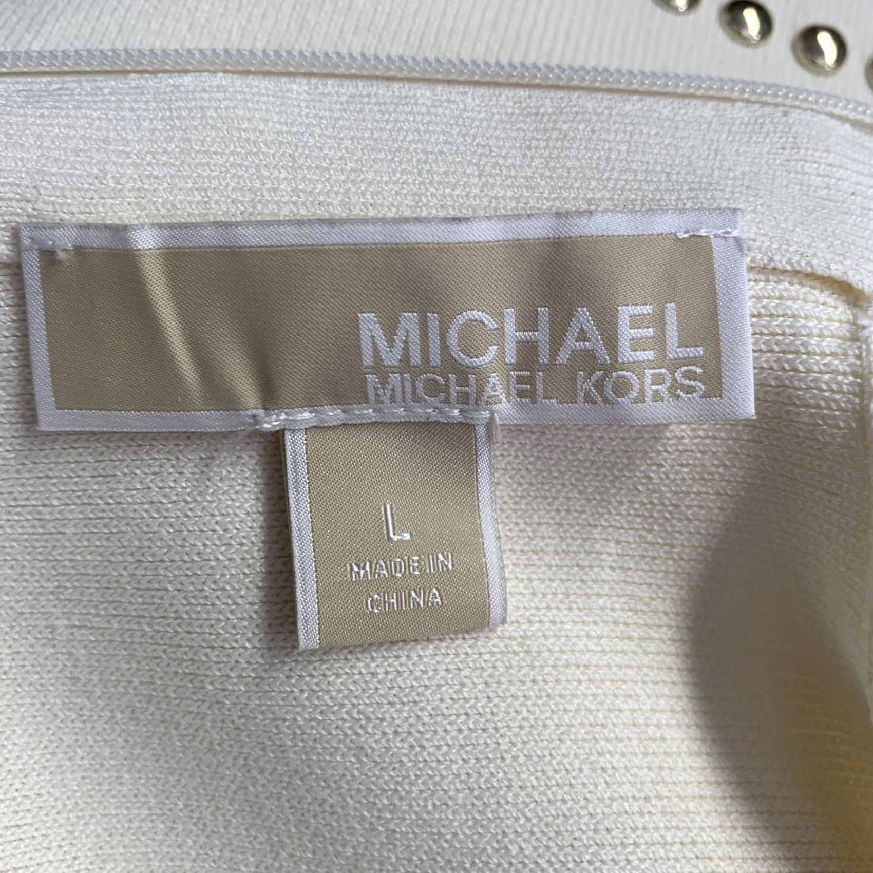 Vintage MICHAEL by MICHAEL KORS Dress Size L Cream Viscose Blend Studded Sleeveless Women Size L / US 10 / IT 46 - 6 Thumbnail
