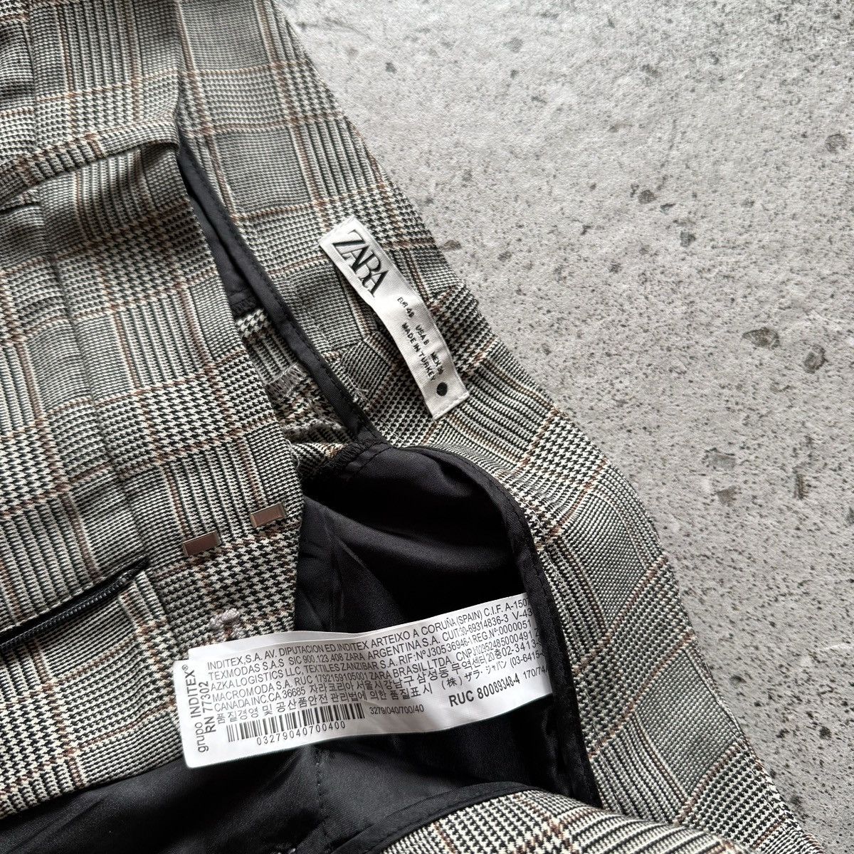 Zara Zara Womens Grey Plaid Check Ankle Tapered Trousers Pants Size 34" / US 12 / IT 48 - 5 Thumbnail