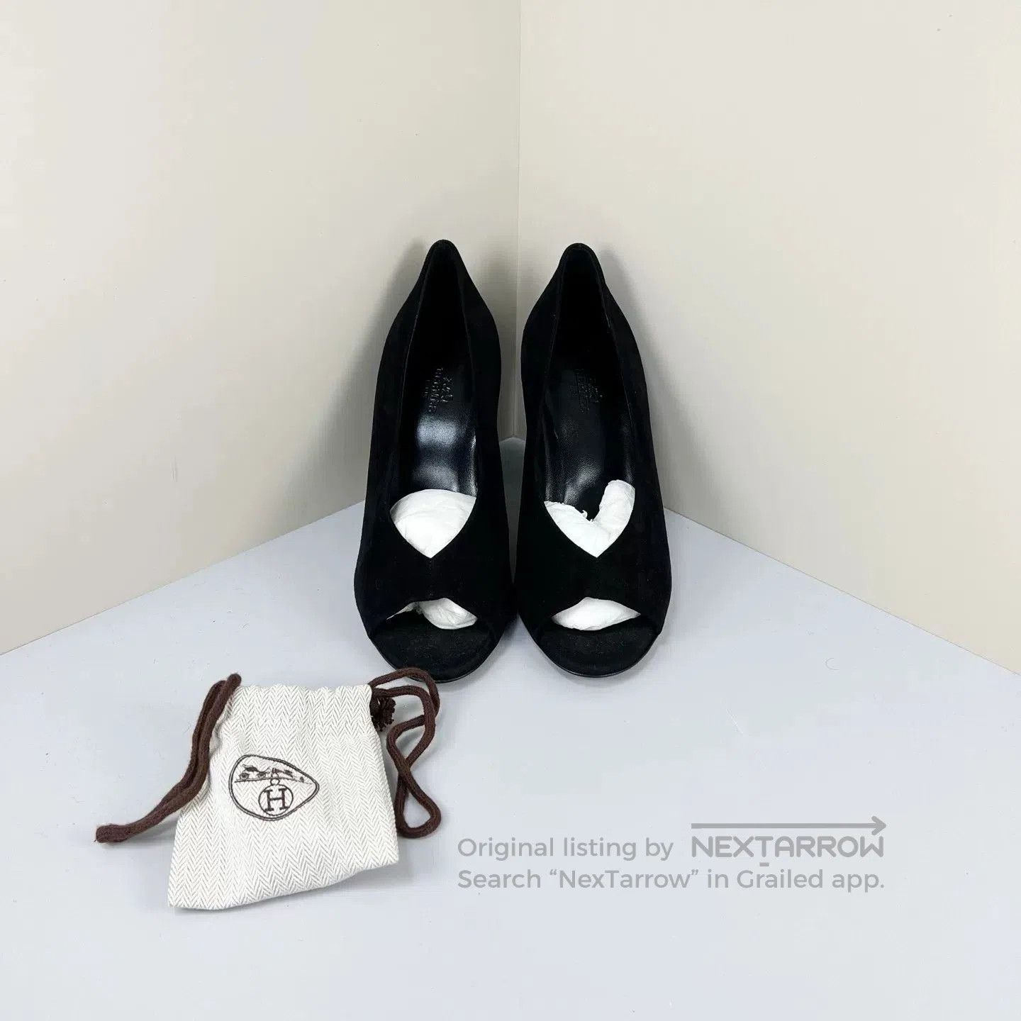 Hermes hermes black suede high heels size 37.5. Size US 7.5 / IT 37.5 - 1 Thumbnail