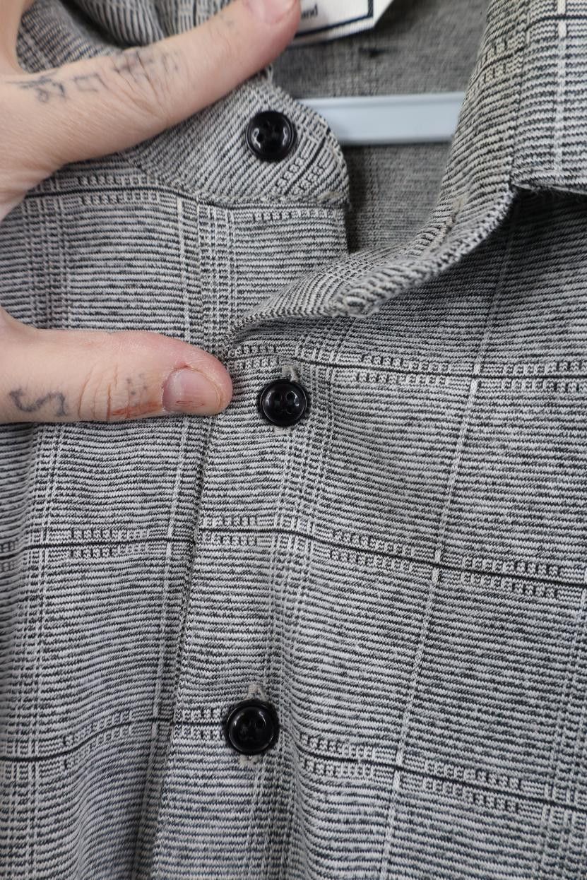 Vintage Vintage 90s Streetwear Checkered Knit Polo Shirt Gray Size US L / EU 52-54 / 3 - 5 Thumbnail