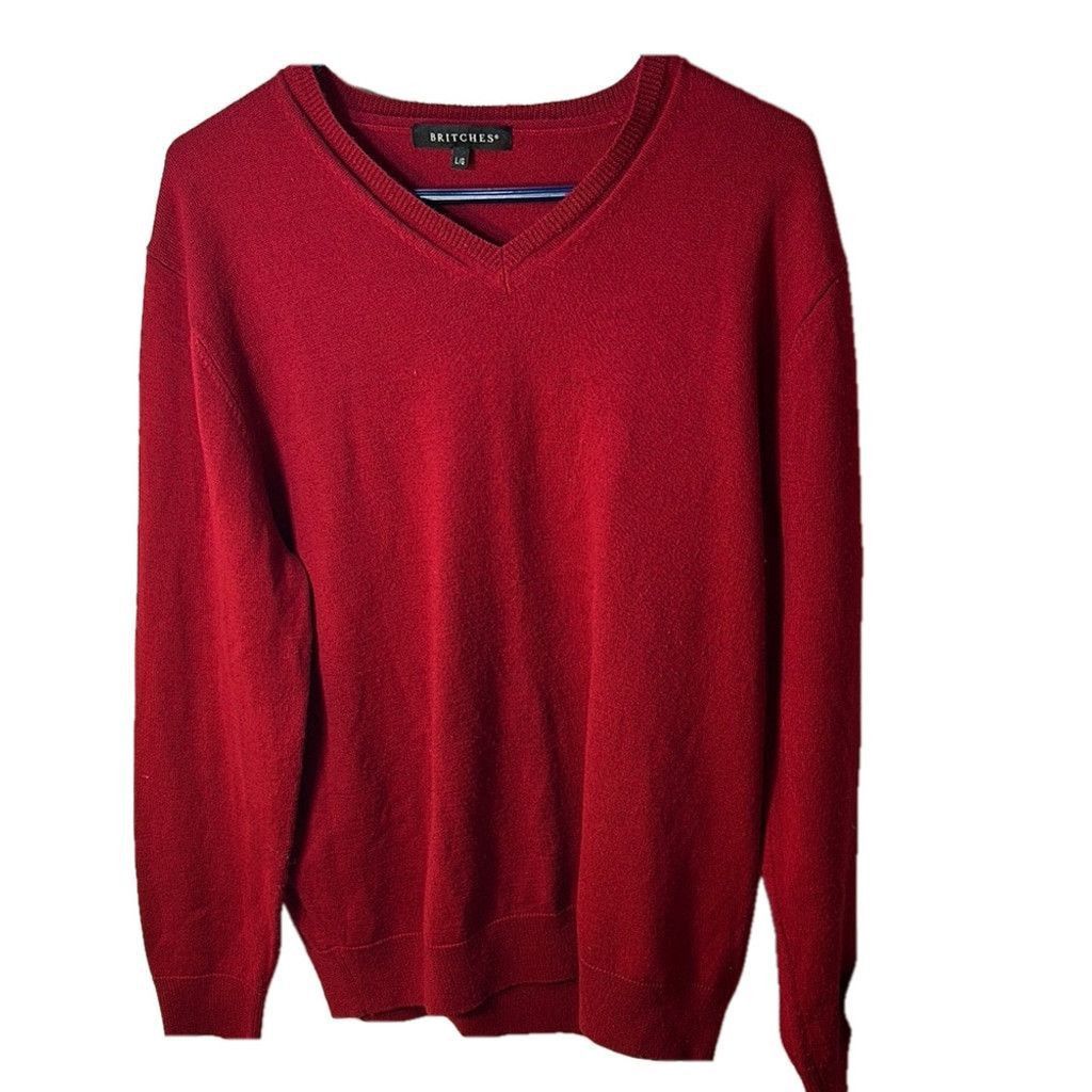Britches Britches Merino Wool Blend Red V-Neck Sweater size large Size US L / EU 52-54 / 3 - 1 Thumbnail