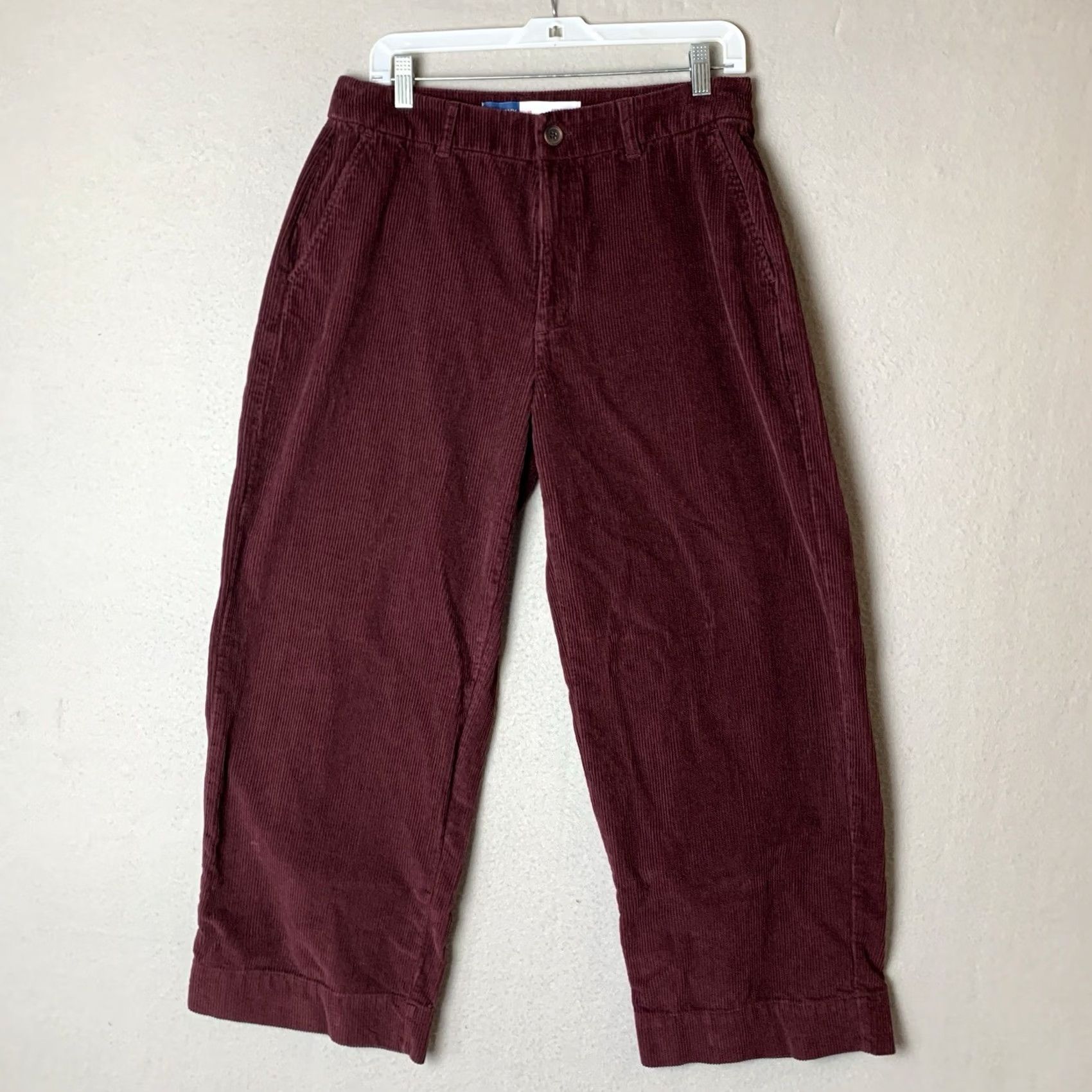 Old Navy Old Navy Pants Womens 10 Maroon High Rise Wide Leg Corduroy Office Siren Y2K Size 32" / US 10 / IT 46 - 2 Thumbnail