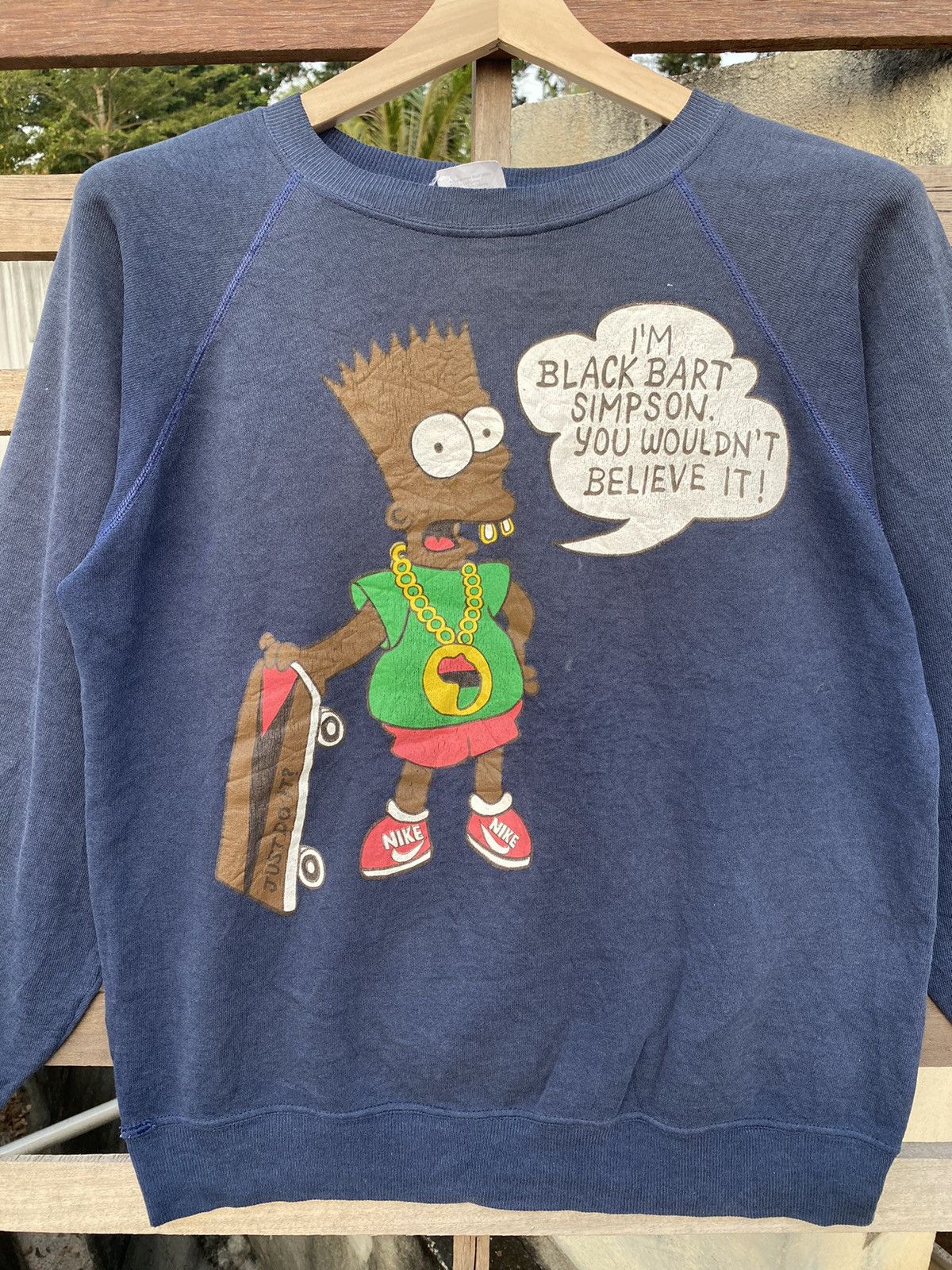 Hanes 🔥 Distressed🔥 Vintage 80s Bart Simpson x Nike Sweatshirt Size US L / EU 52-54 / 3 - 2 Thumbnail