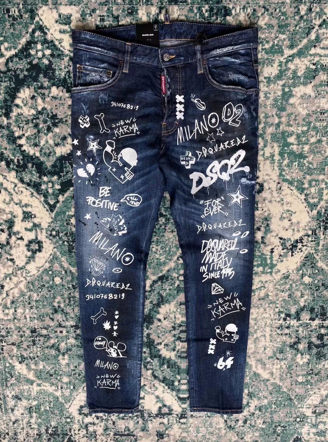 Dsquared2 dsquared2 graffiti print skinny jeans Size US 31 - 1 Thumbnail