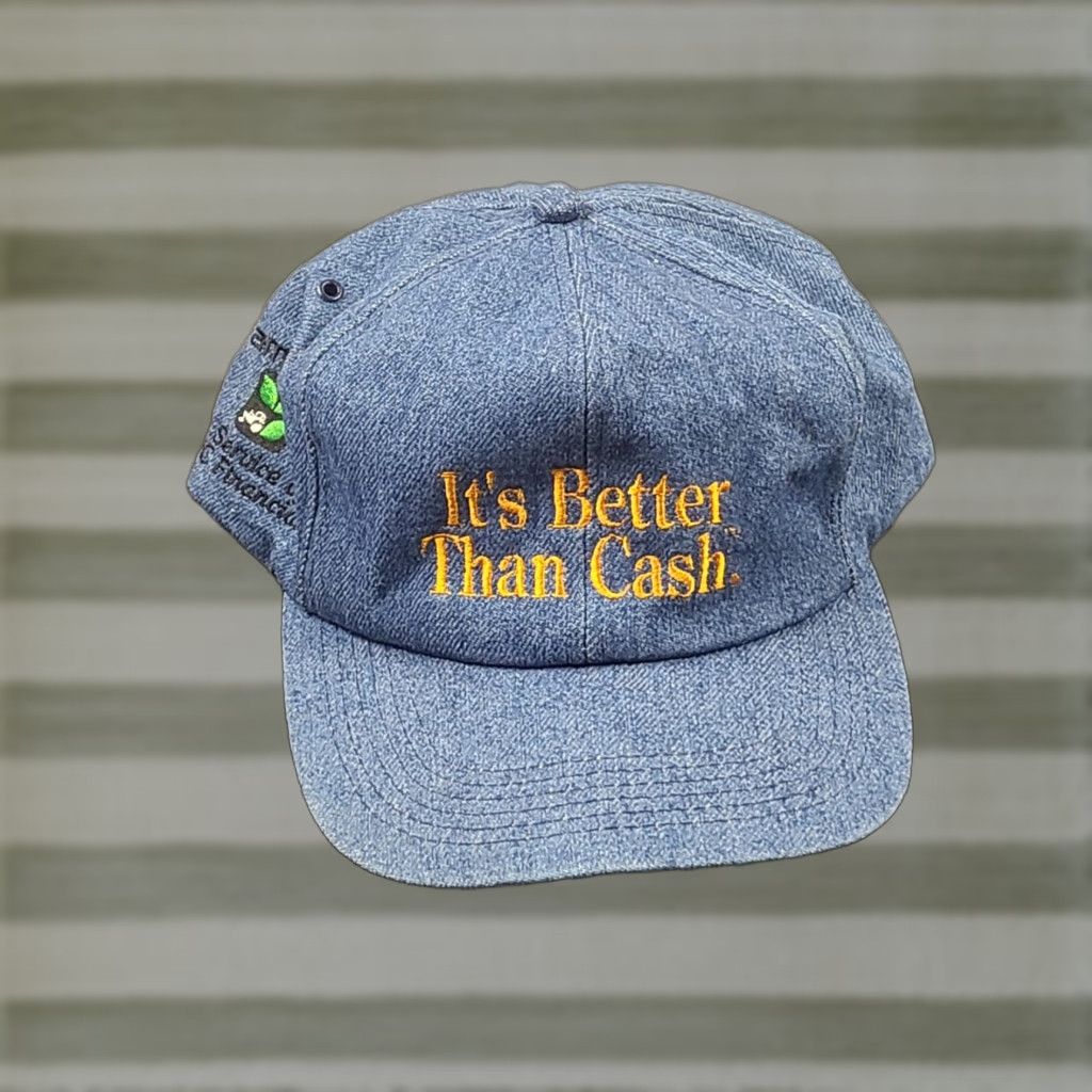 Denime VTG 80s Denim Farmer Hat Cap K-Products Blue One Size Snapback Farmers/Truckers Cap Mens Womens Boys Girls (adjust to gender? not specified) Size ONE SIZE - 1 Thumbnail