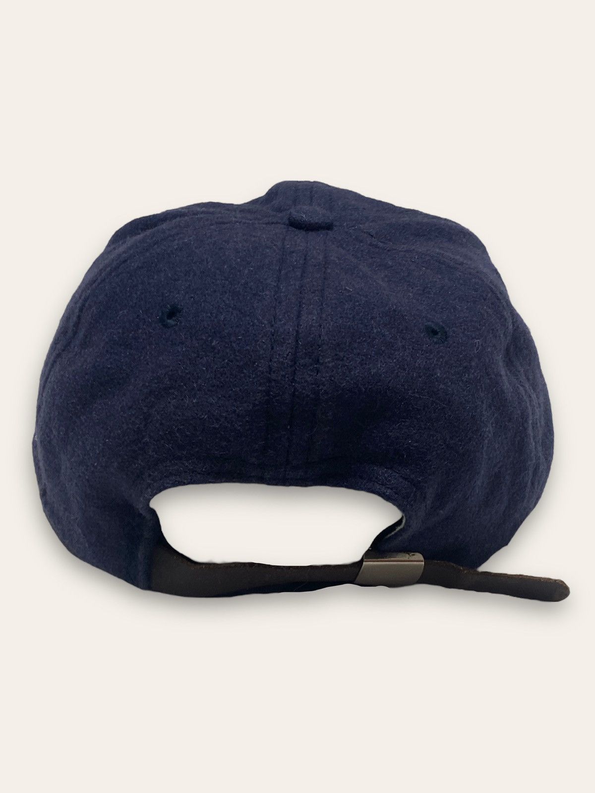 Hat Club 90s Vintage NEW YORK Navy Wool Cap Leather Belt Made in Usa Size ONE SIZE - 3 Thumbnail