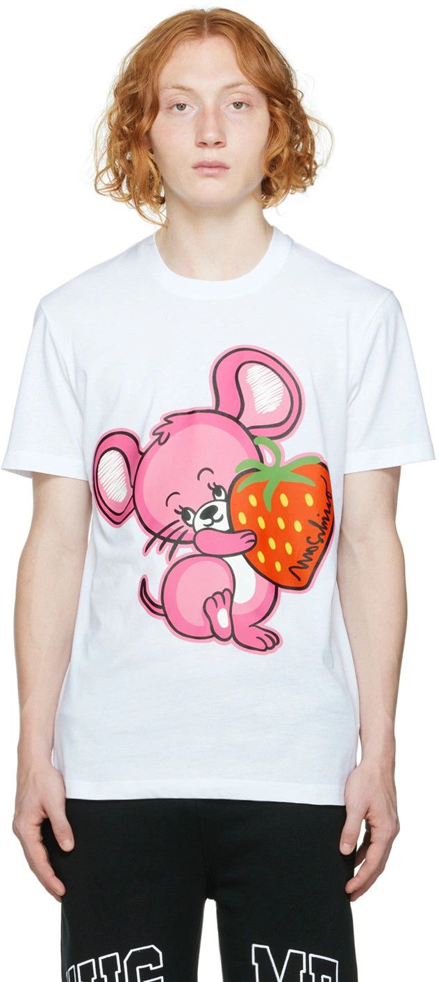 Moschino o1y0225 Logo T-Shirt in White Size US M / EU 48-50 / 2 - 1 Thumbnail