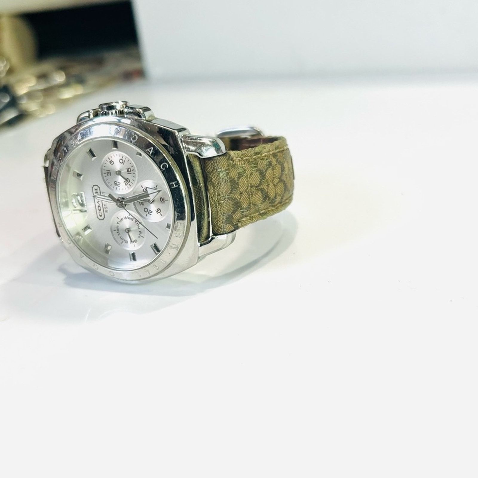 Coach COACH Brown Signature C Jacquard Boyfriend Watch Size ONE SIZE - 5 Thumbnail
